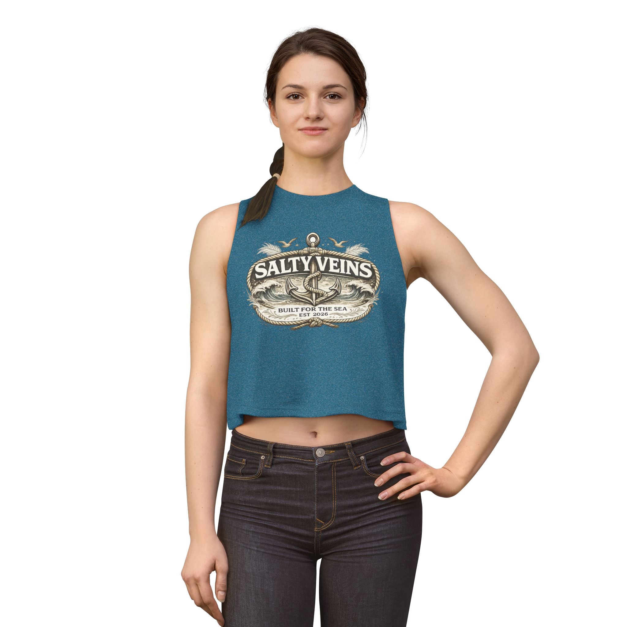 Salty Veins Crop Top — Nautical Women's Sea-Inspired Tank