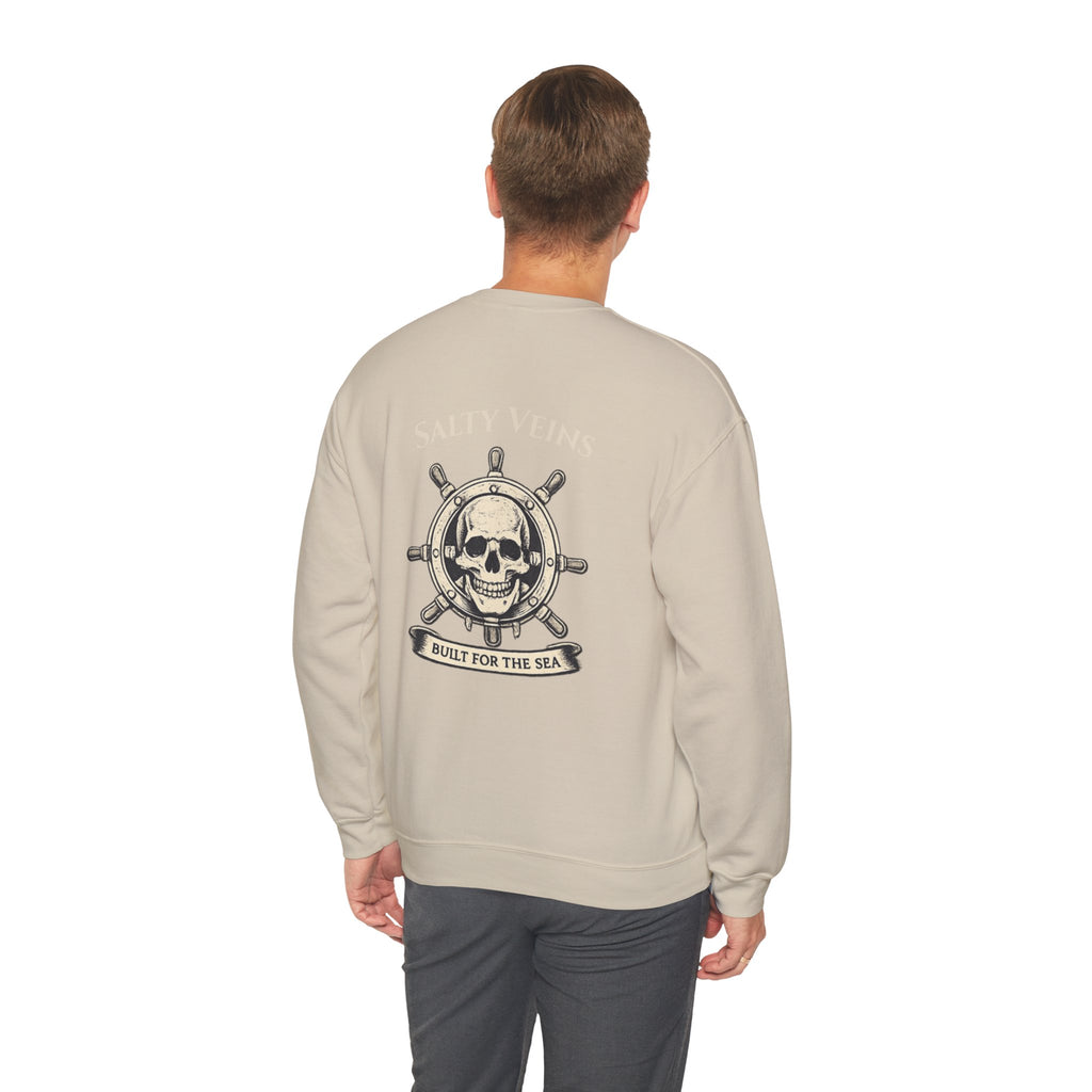 Salty Veins Nautical Skull Crewneck Sweatshirt — 'Built for the Sea'