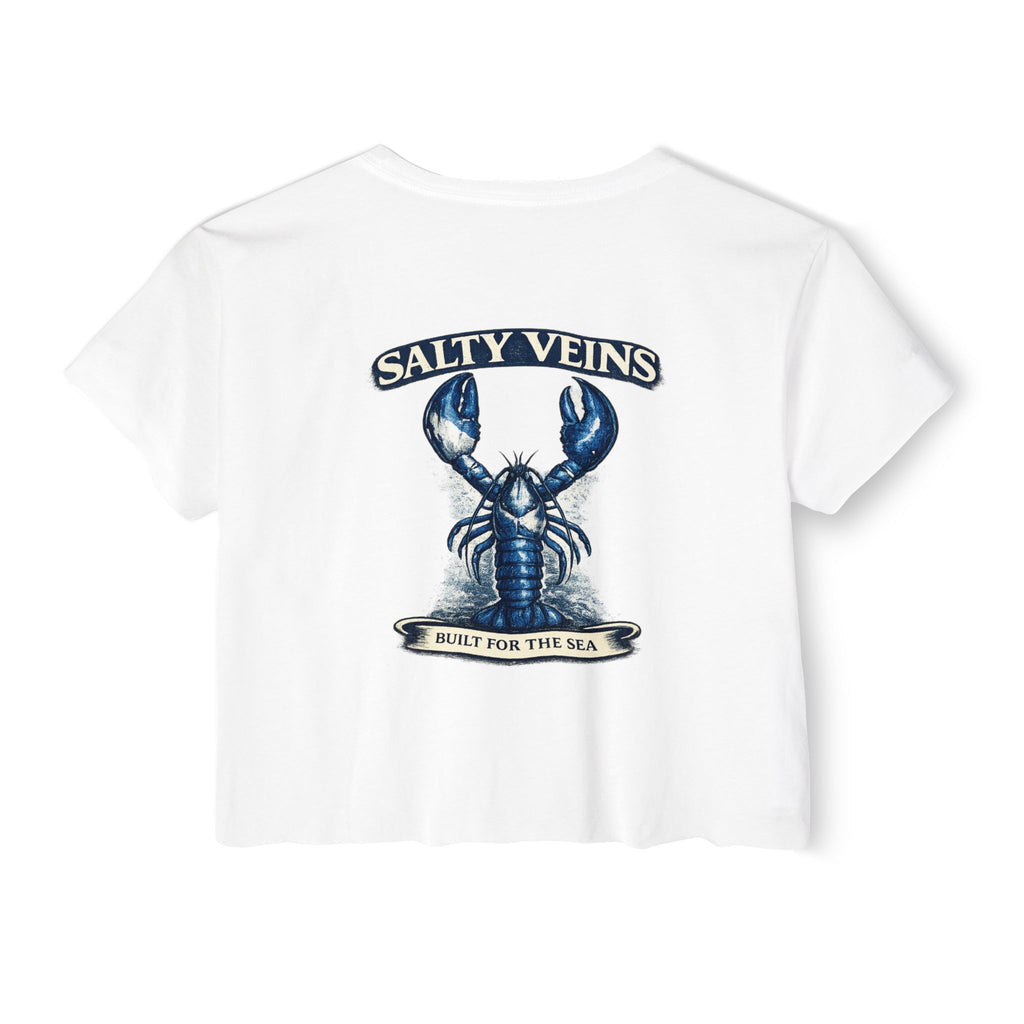 Salty Veins Crop Top — Nautical Lobster Tee