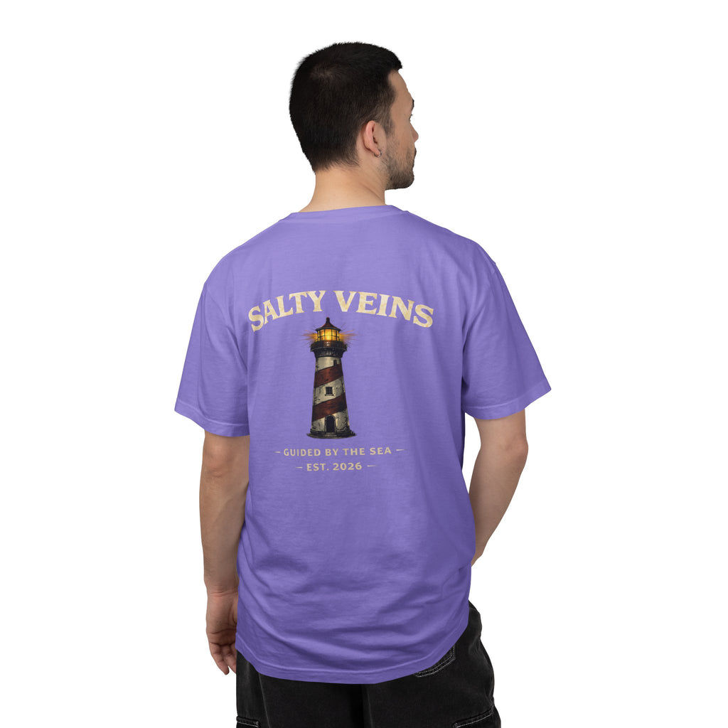 Salty Veins Guided by the Sea Lighthouse Tee