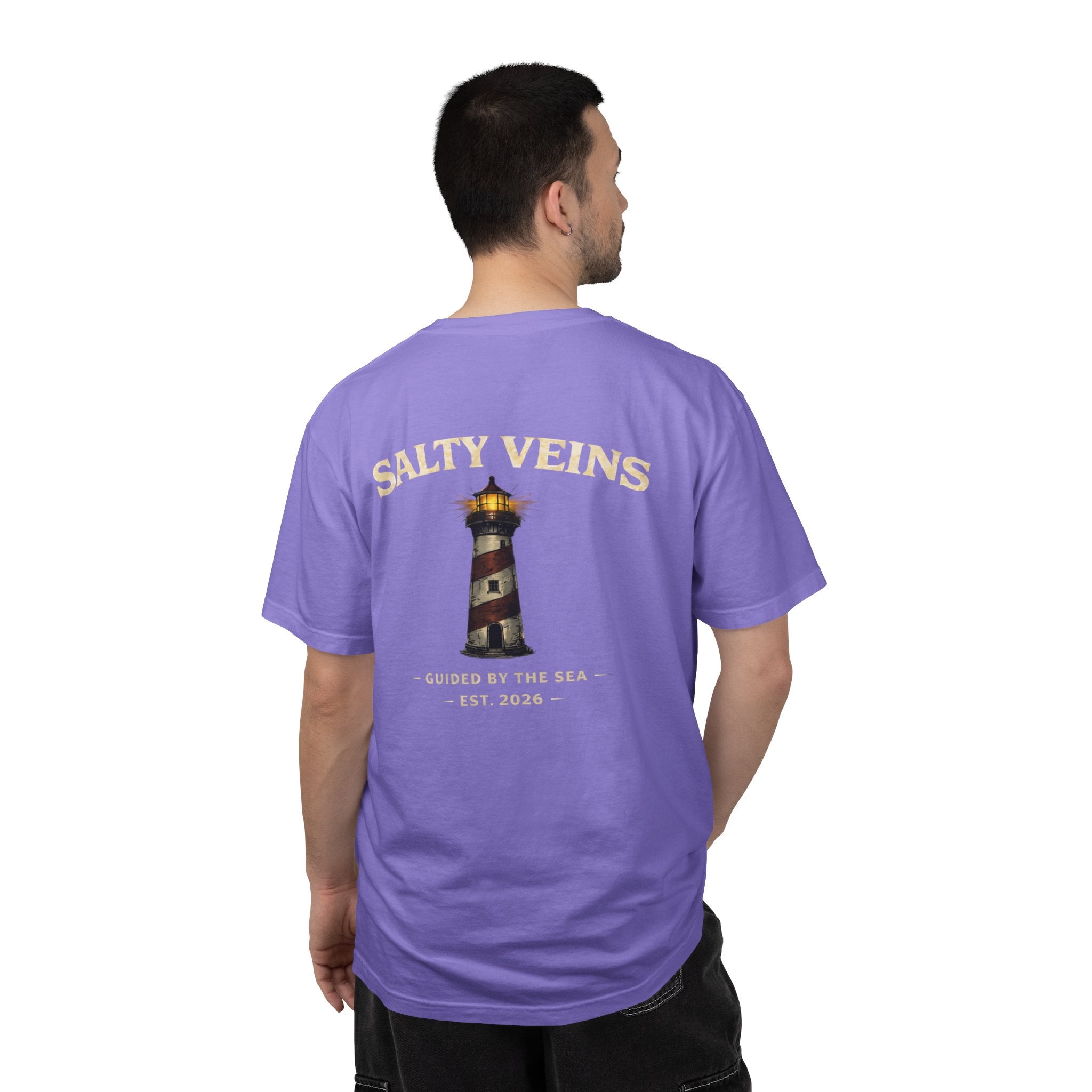Salty Veins Guided by the Sea Lighthouse Tee