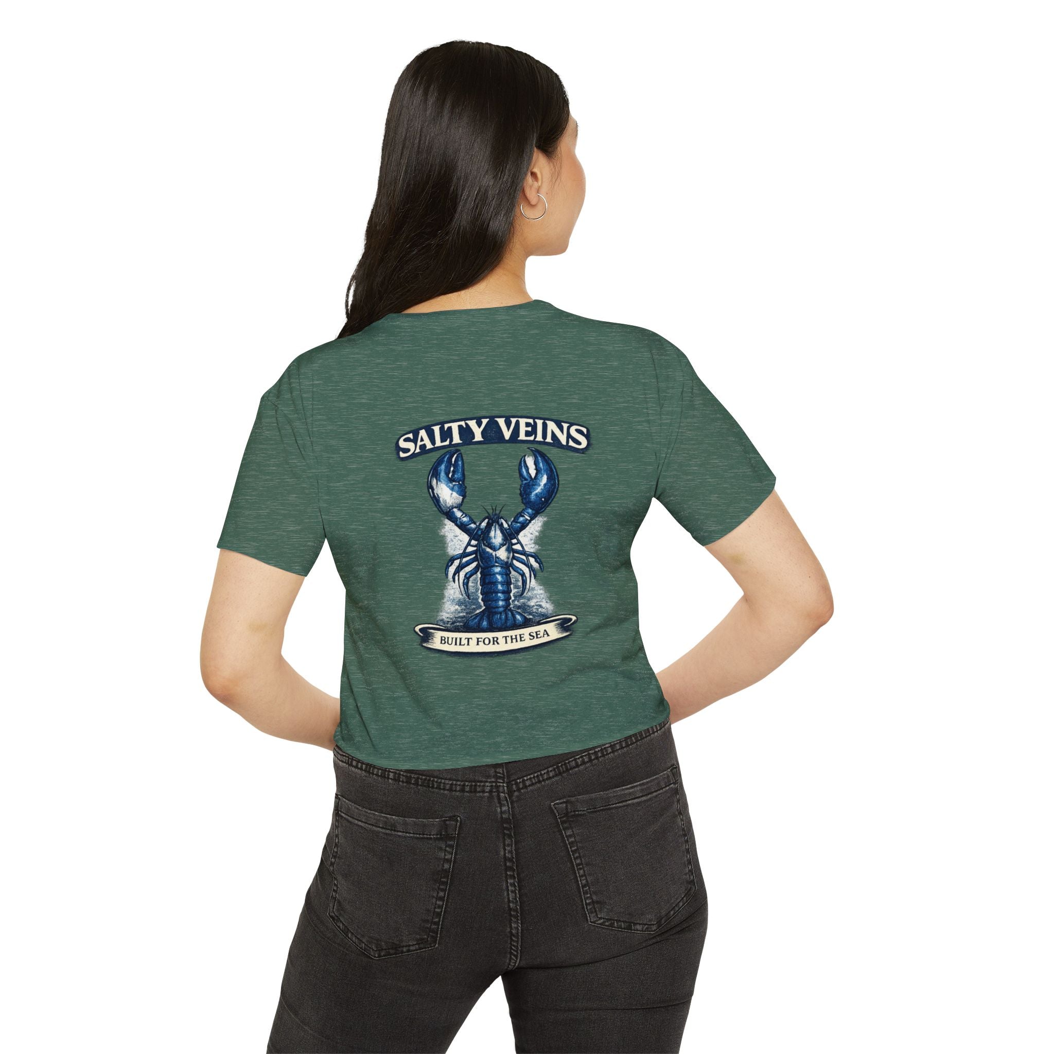 Salty Veins Crop Top — Nautical Lobster Tee