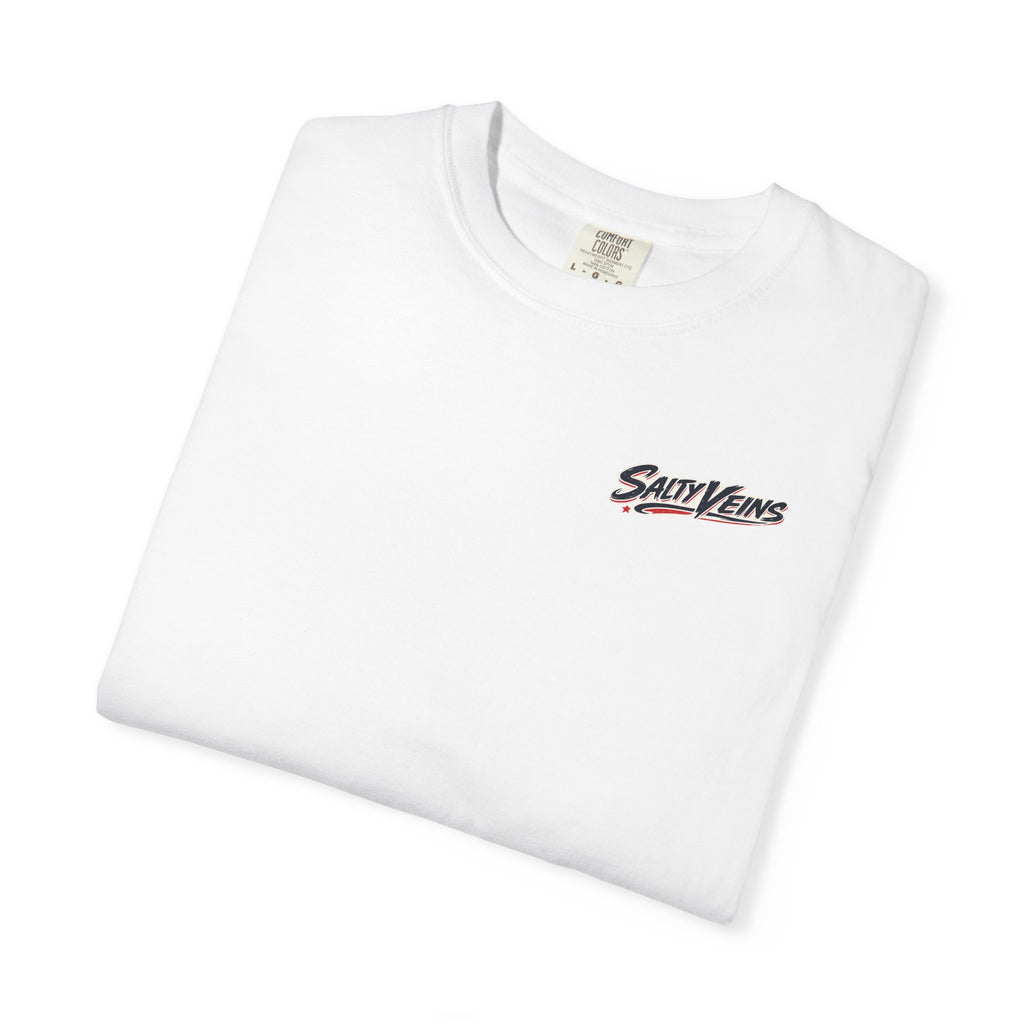 Salty Veins Marlin American Flag Fishing Tee