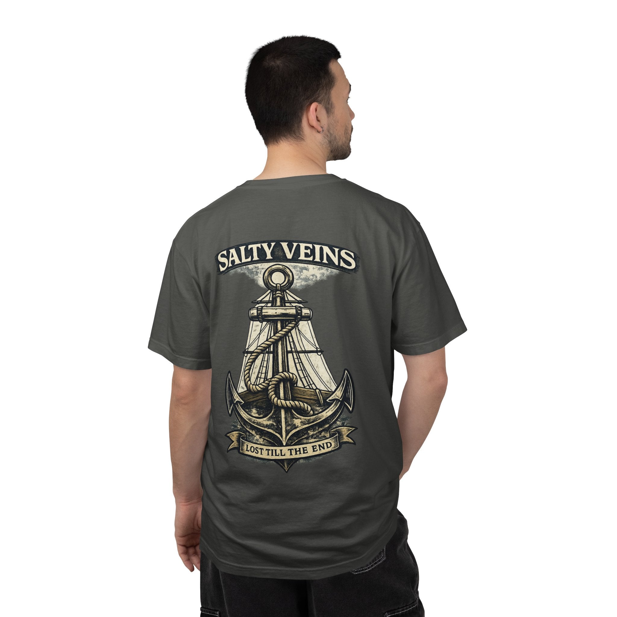 T-shirt graphique Salty Veins Anchor (Lost 'Til The End) — T-shirt col rond vintage nautique