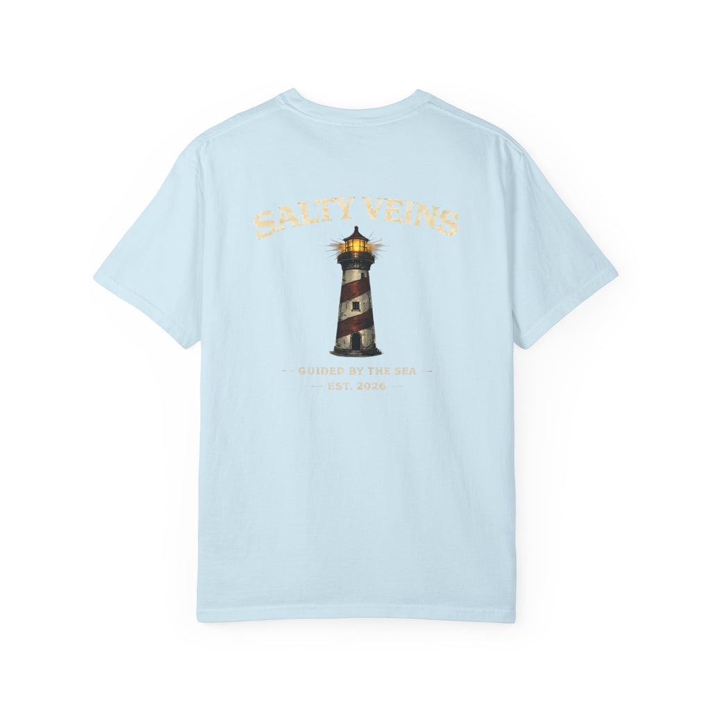 Salty Veins Guided by the Sea Lighthouse Tee