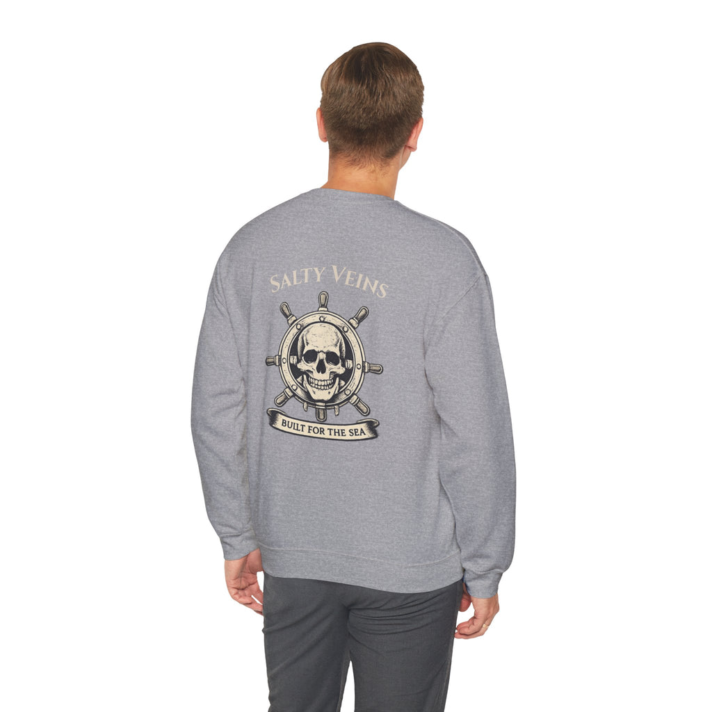 Salty Veins Nautical Skull Crewneck Sweatshirt — 'Built for the Sea'
