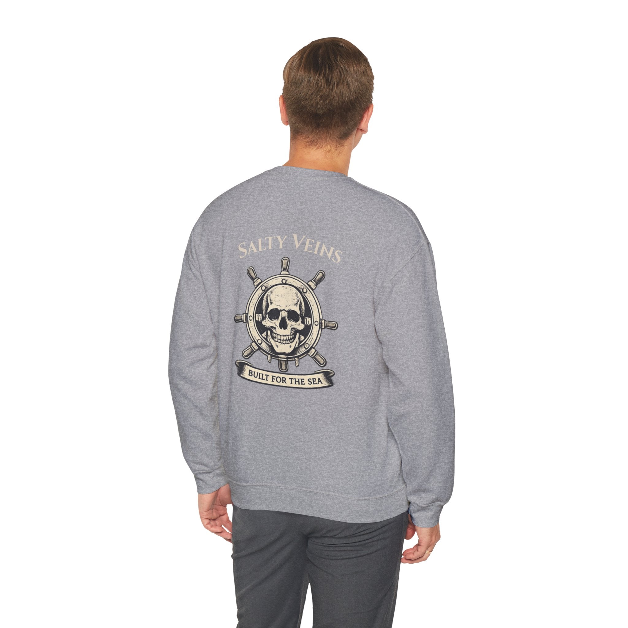 Salty Veins Nautical Skull Crewneck Sweatshirt — 'Built for the Sea'