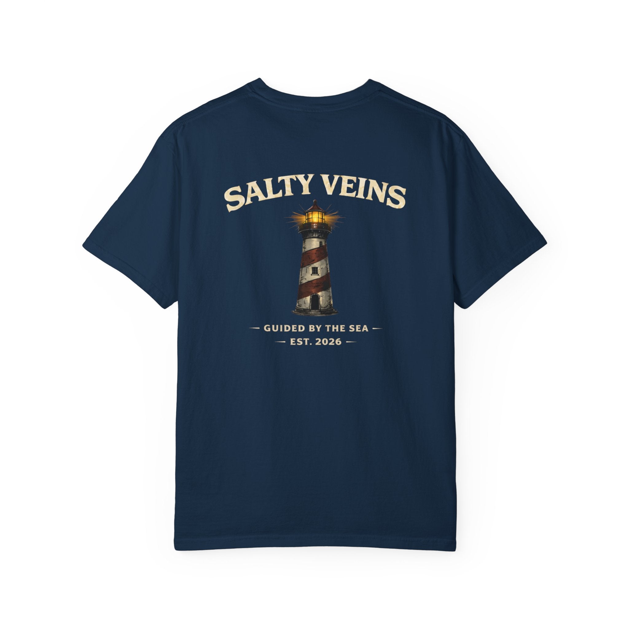 Salty Veins Guided by the Sea Lighthouse Tee