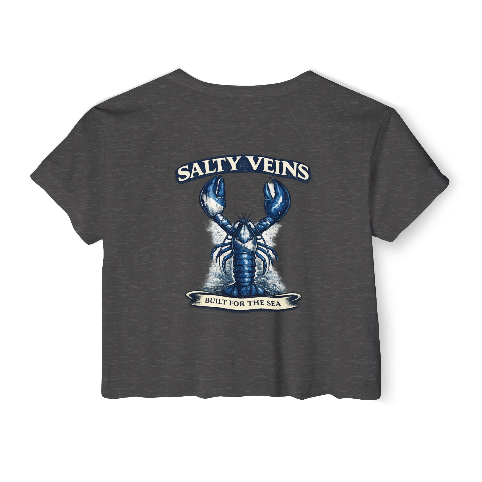 Salty Veins Crop Top — Nautical Lobster Tee