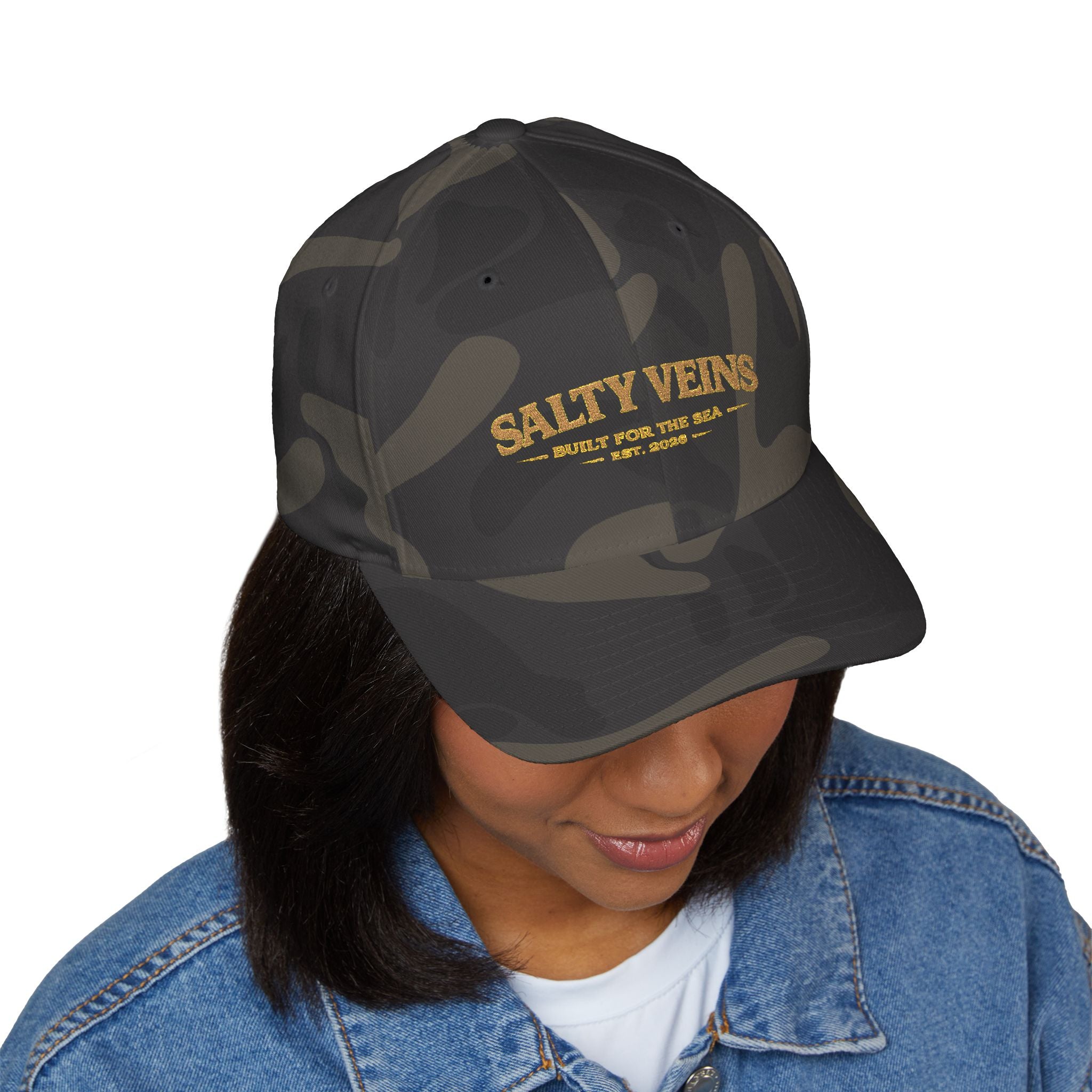 Casquette brodée Salty Veins — Chapeau fermé Beach Life