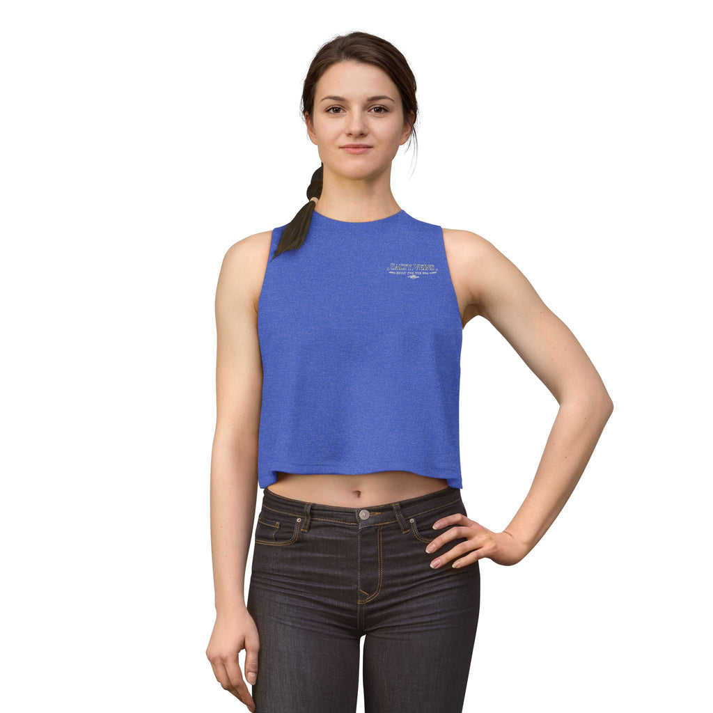 Salty Veins Haut court pour femme — Débardeur blanc sans manches, minimal et estival