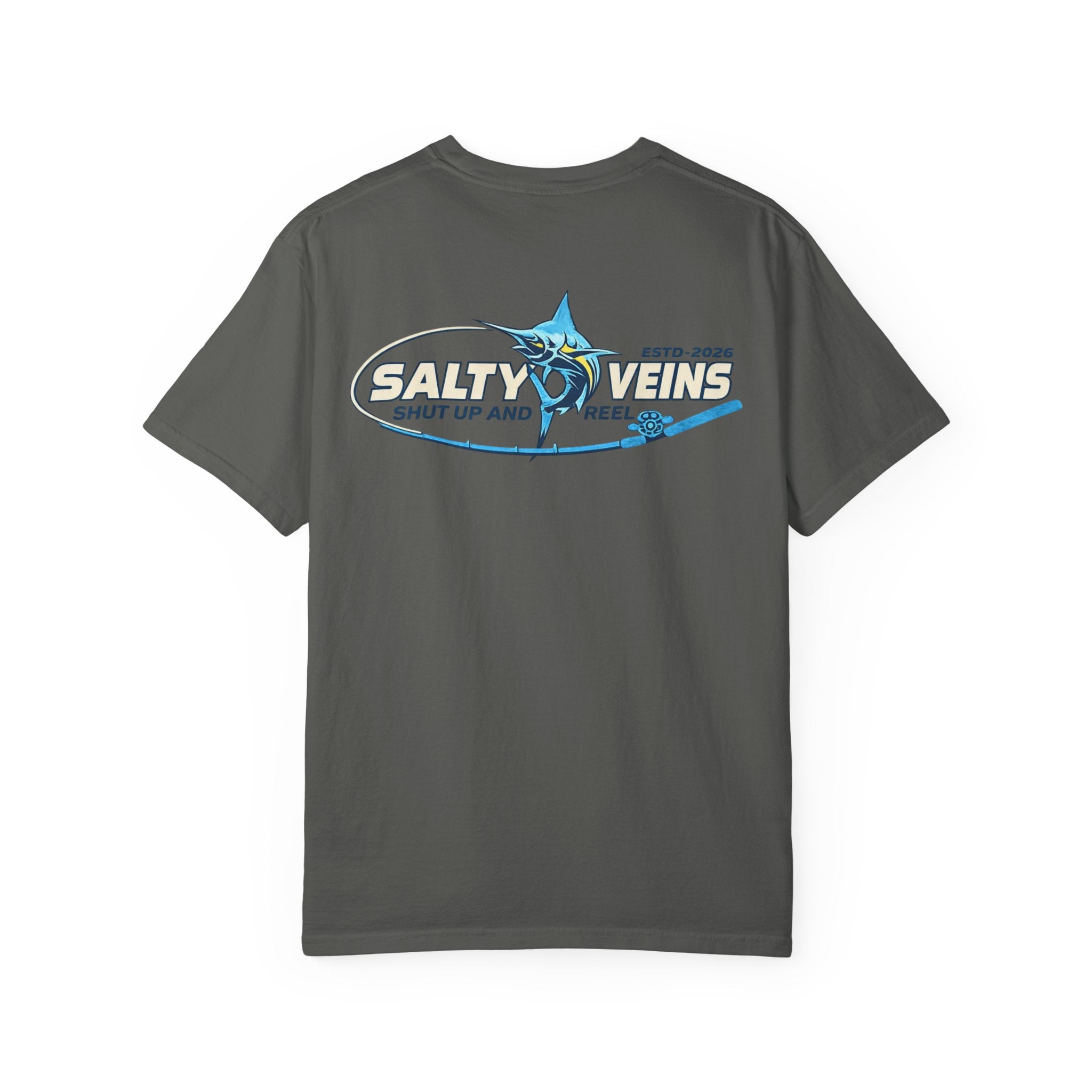 Salty Veins Shut Up and Reel Marlin Tee
