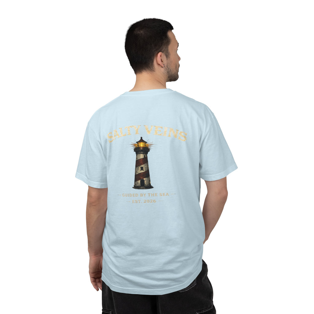 Salty Veins Guided by the Sea Lighthouse Tee