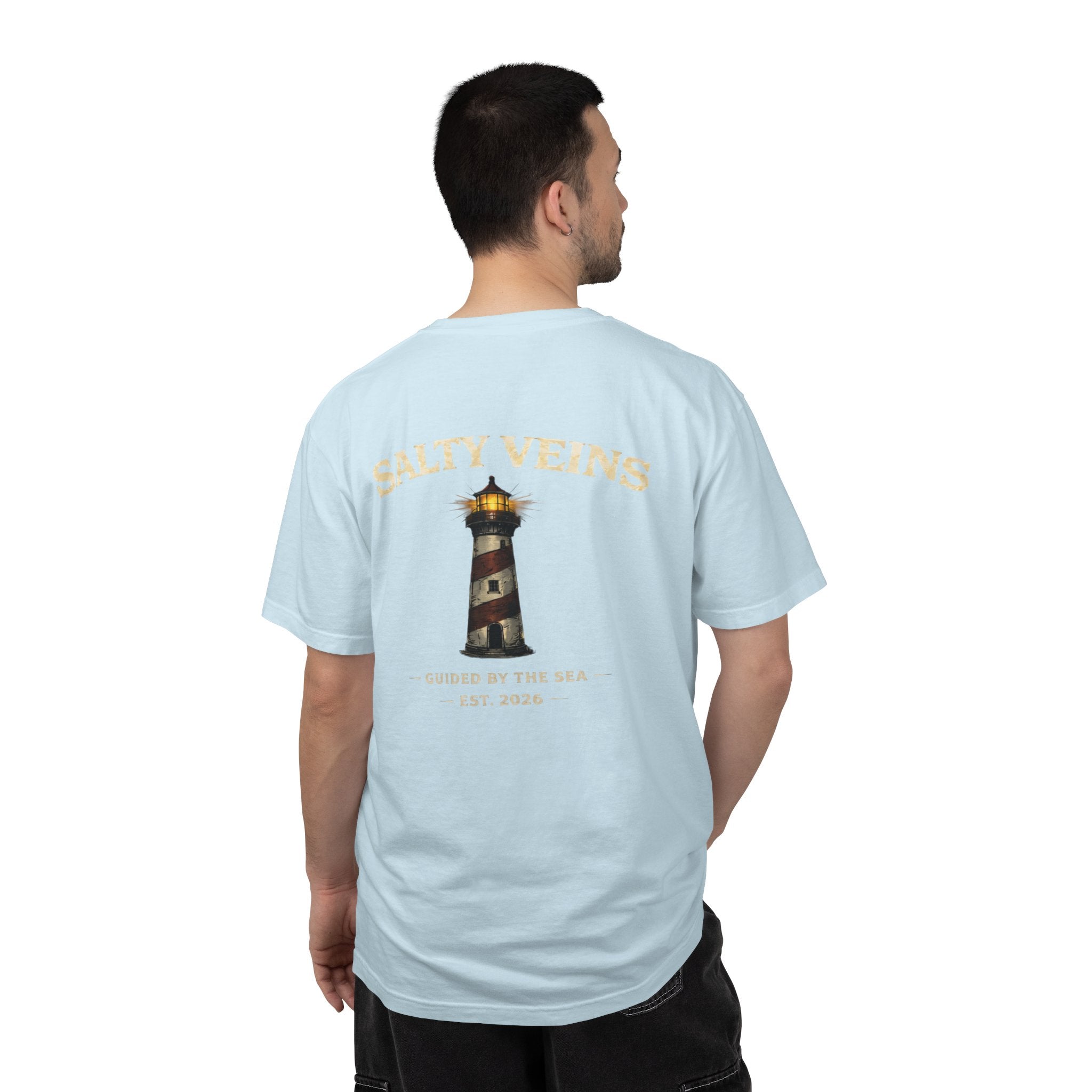 Salty Veins Guided by the Sea Lighthouse Tee