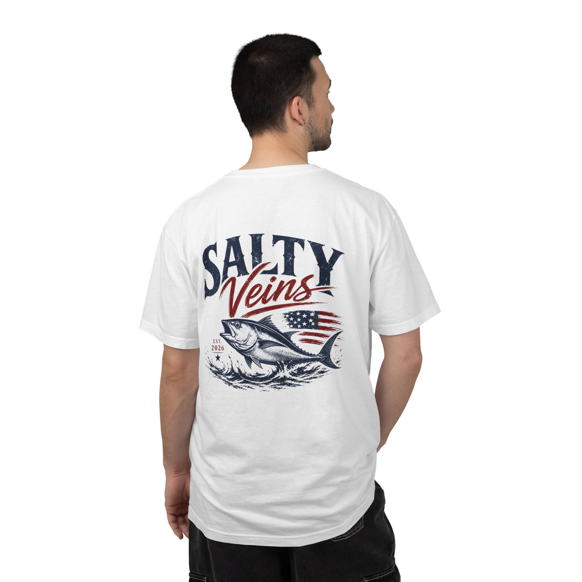 Salty Veins Patriotic Fishing Tee