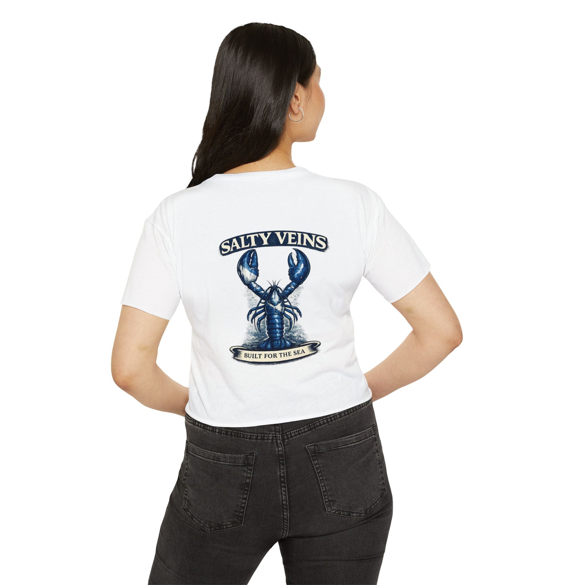 Salty Veins Crop Top — Nautical Lobster Tee