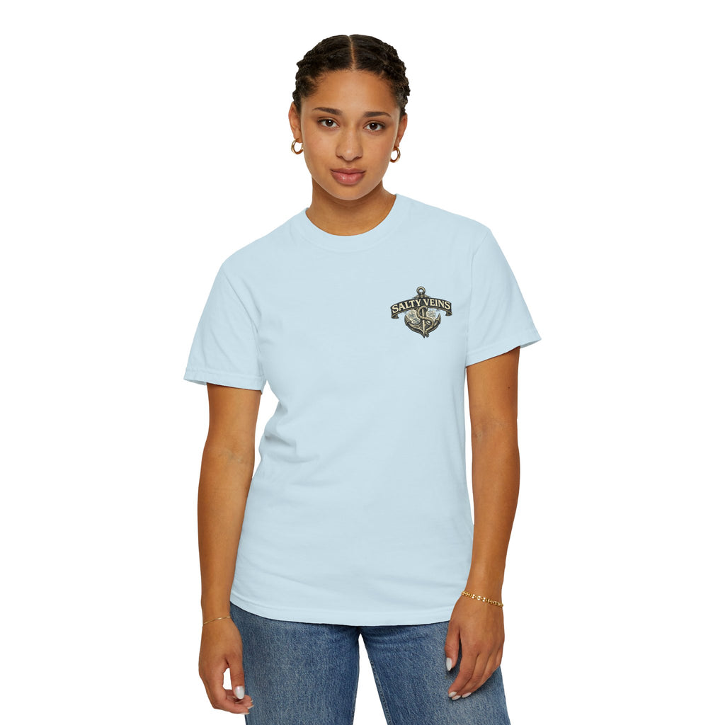 T-shirt Salty Veins Anchor — T-shirt graphique nautique « Legends Never Die »