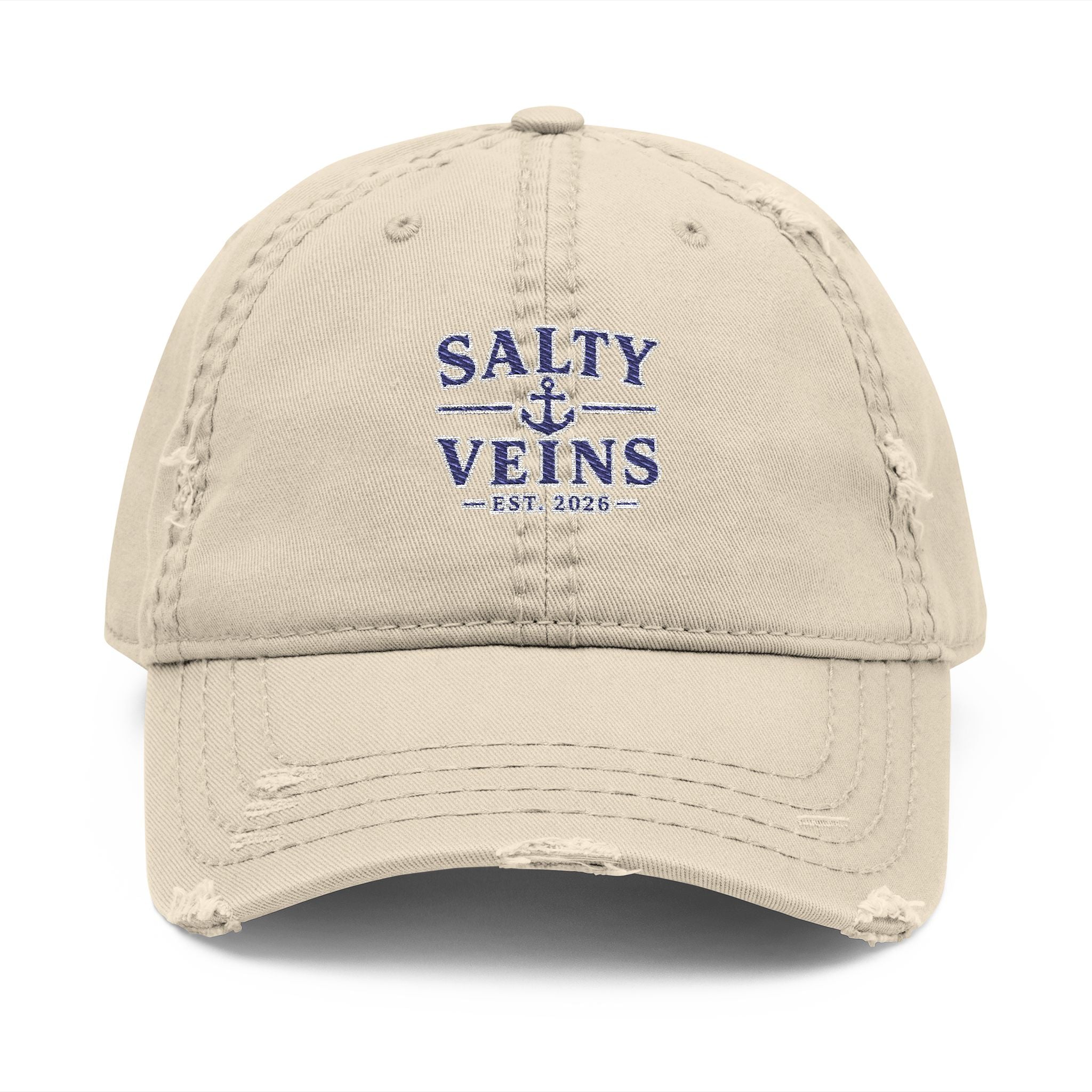Salty Veins Embroidered Distressed Dad Hat
