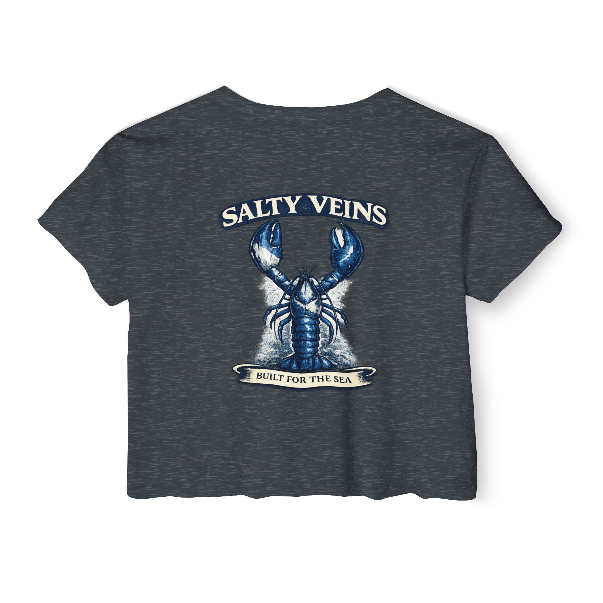 Salty Veins Crop Top — Nautical Lobster Tee