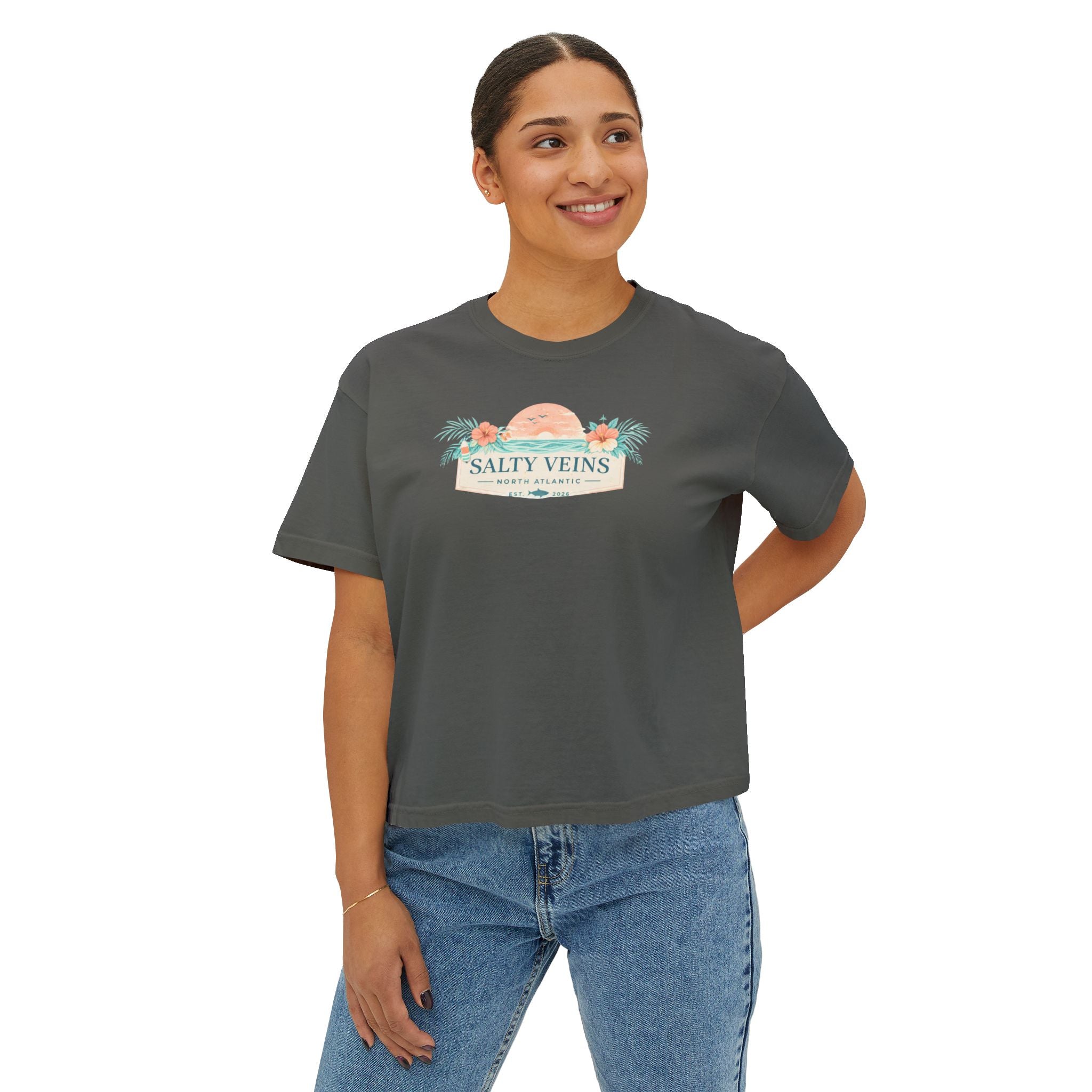 T-shirt ample femme Salty Veins – Coucher de soleil sur la plage