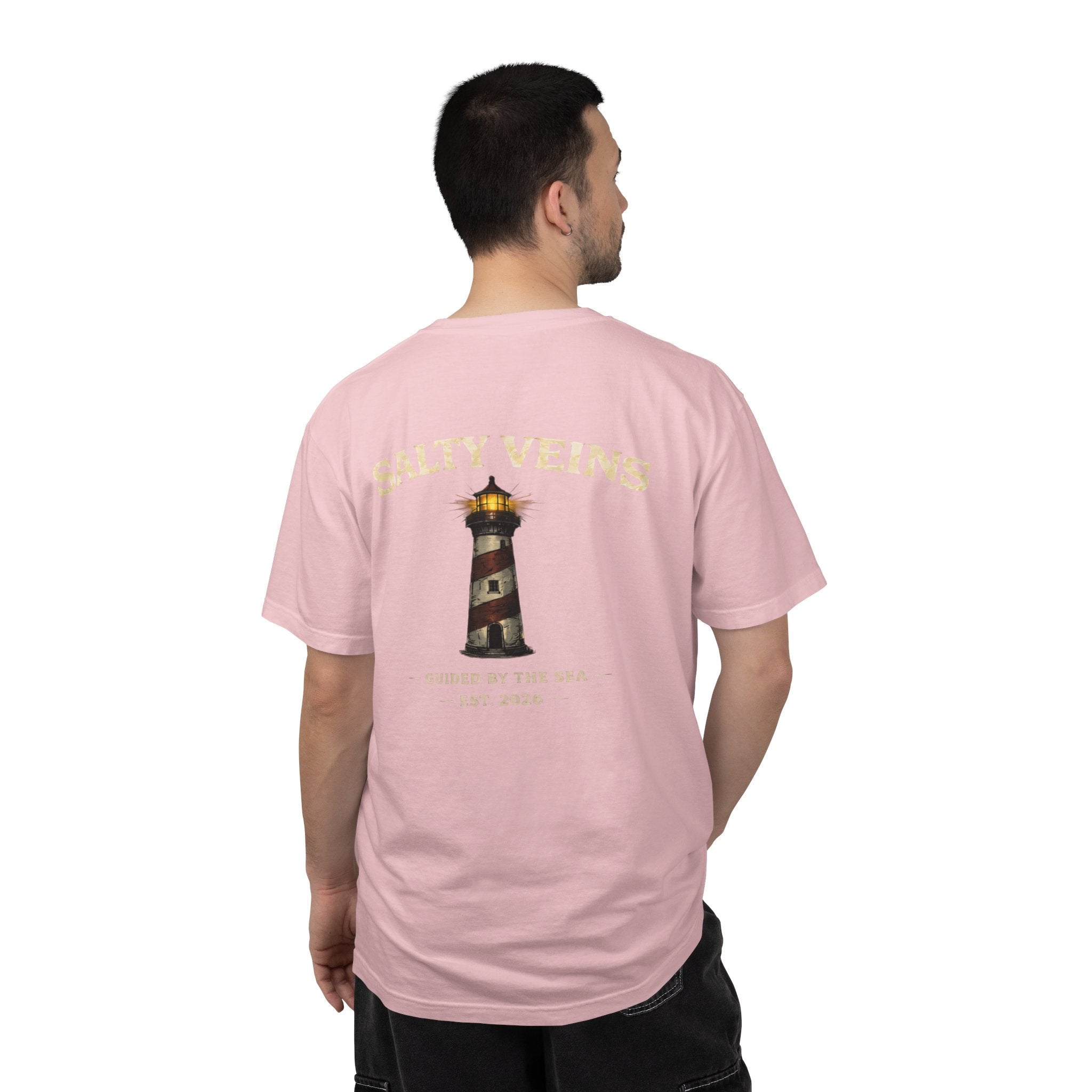 Salty Veins Guided by the Sea Lighthouse Tee