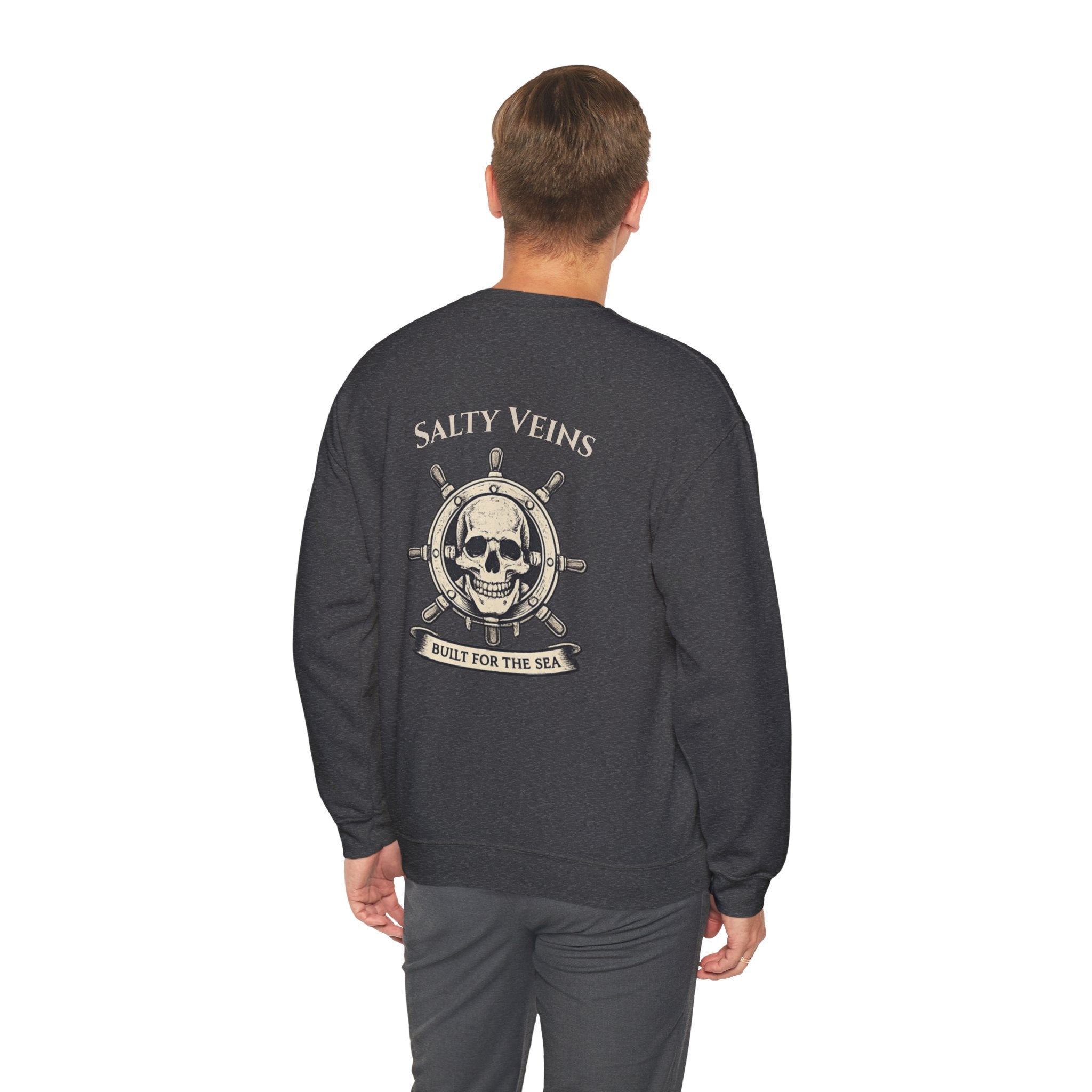 Salty Veins Nautical Skull Crewneck Sweatshirt — 'Built for the Sea'