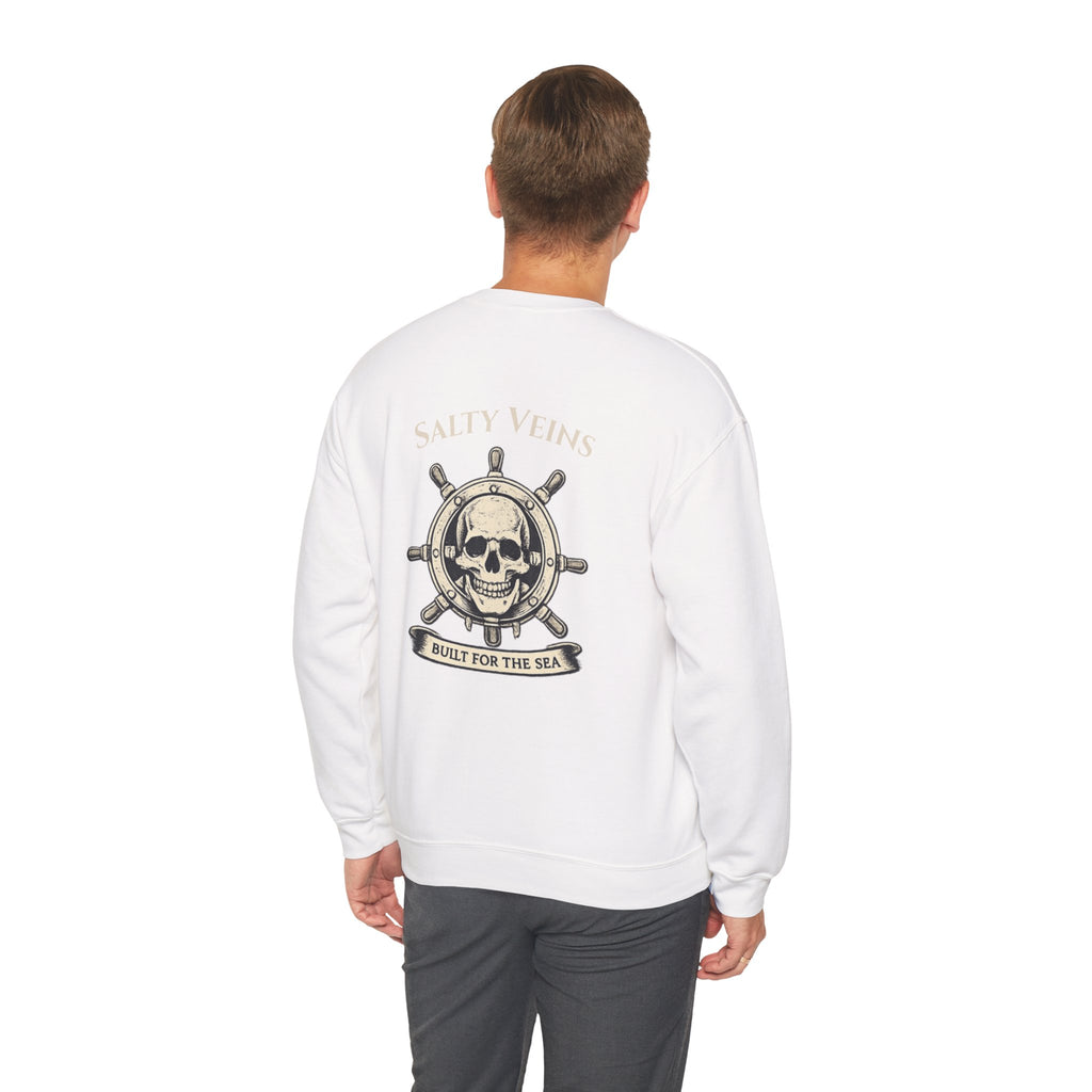 Salty Veins Nautical Skull Crewneck Sweatshirt — 'Built for the Sea'