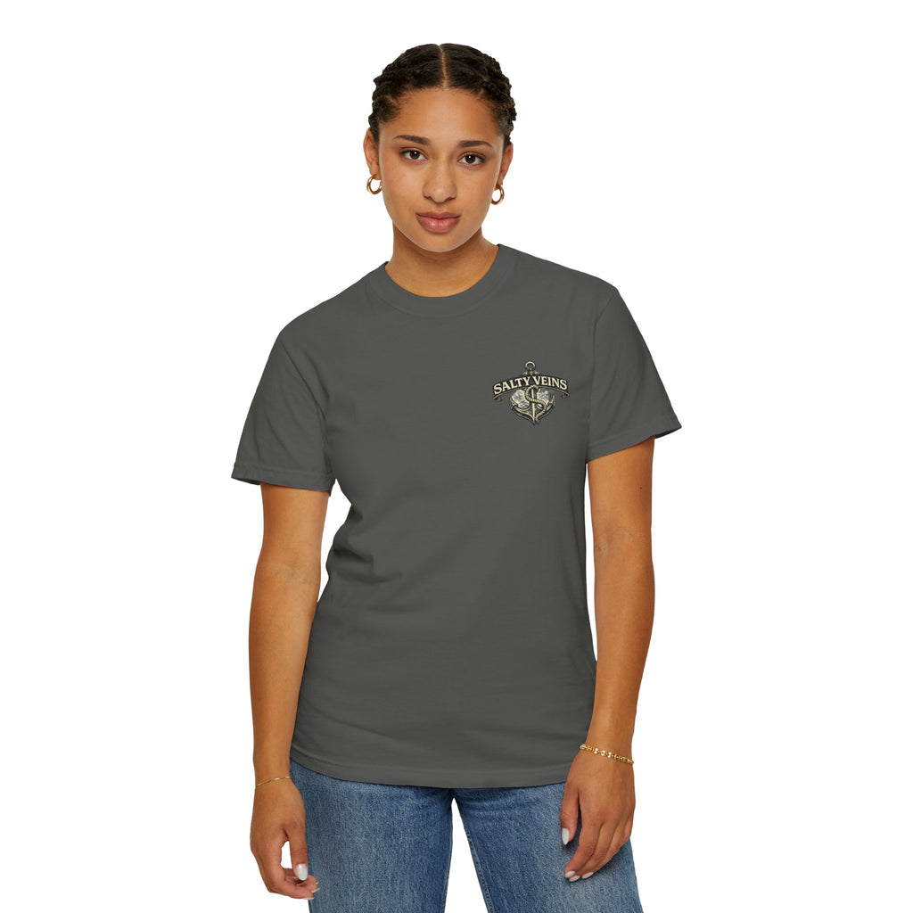 T-shirt Salty Veins Anchor — T-shirt graphique nautique « Legends Never Die »
