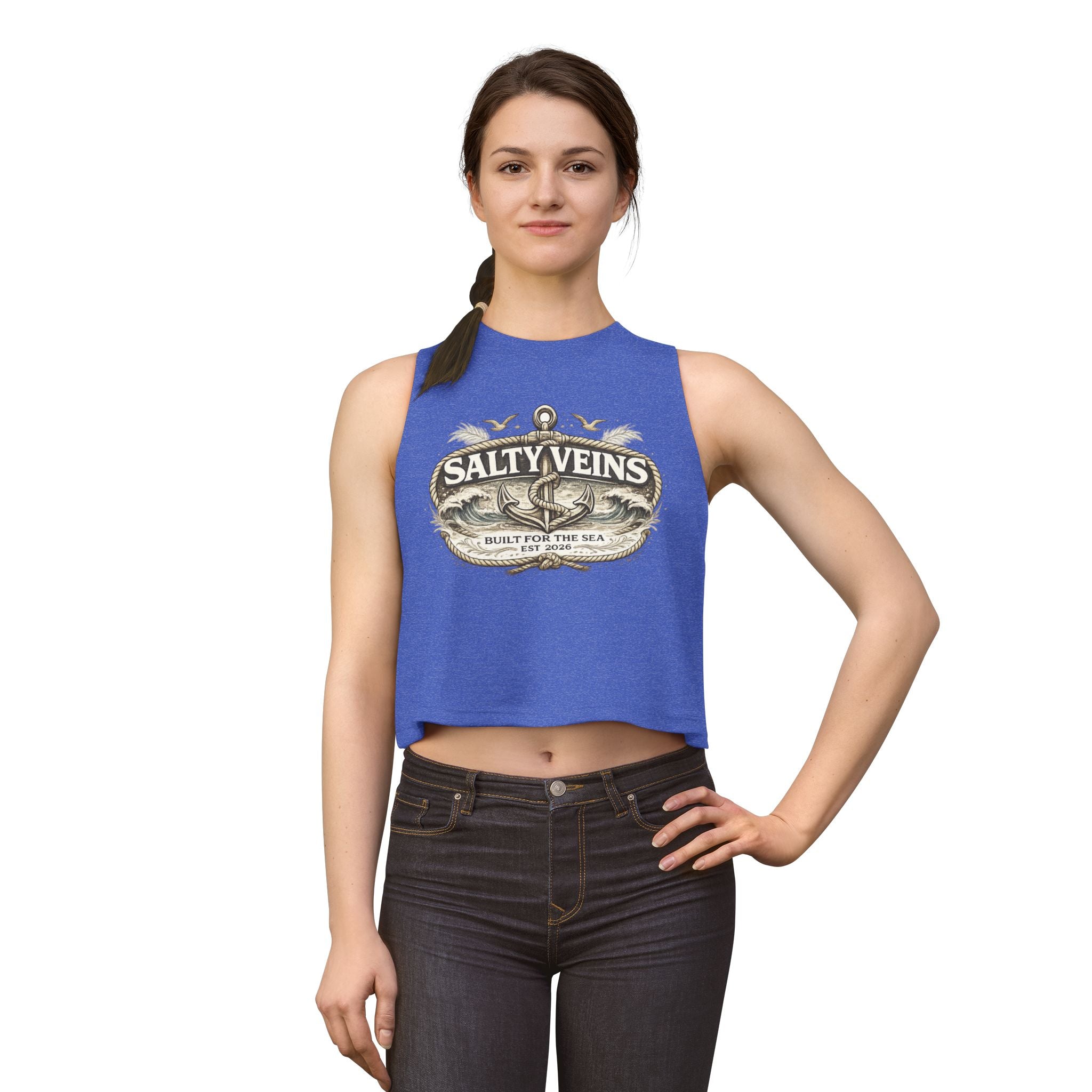 Salty Veins Crop Top — Nautical Women's Sea-Inspired Tank