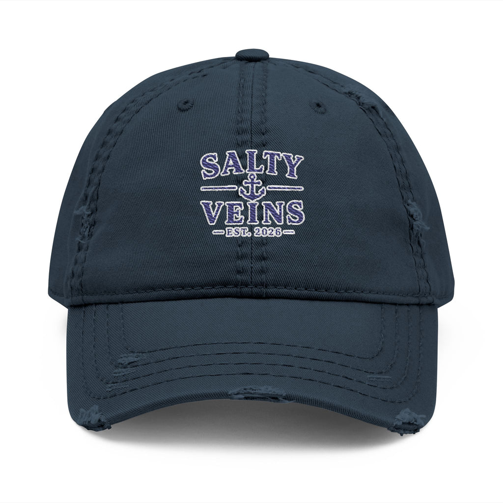 Salty Veins Embroidered Distressed Dad Hat