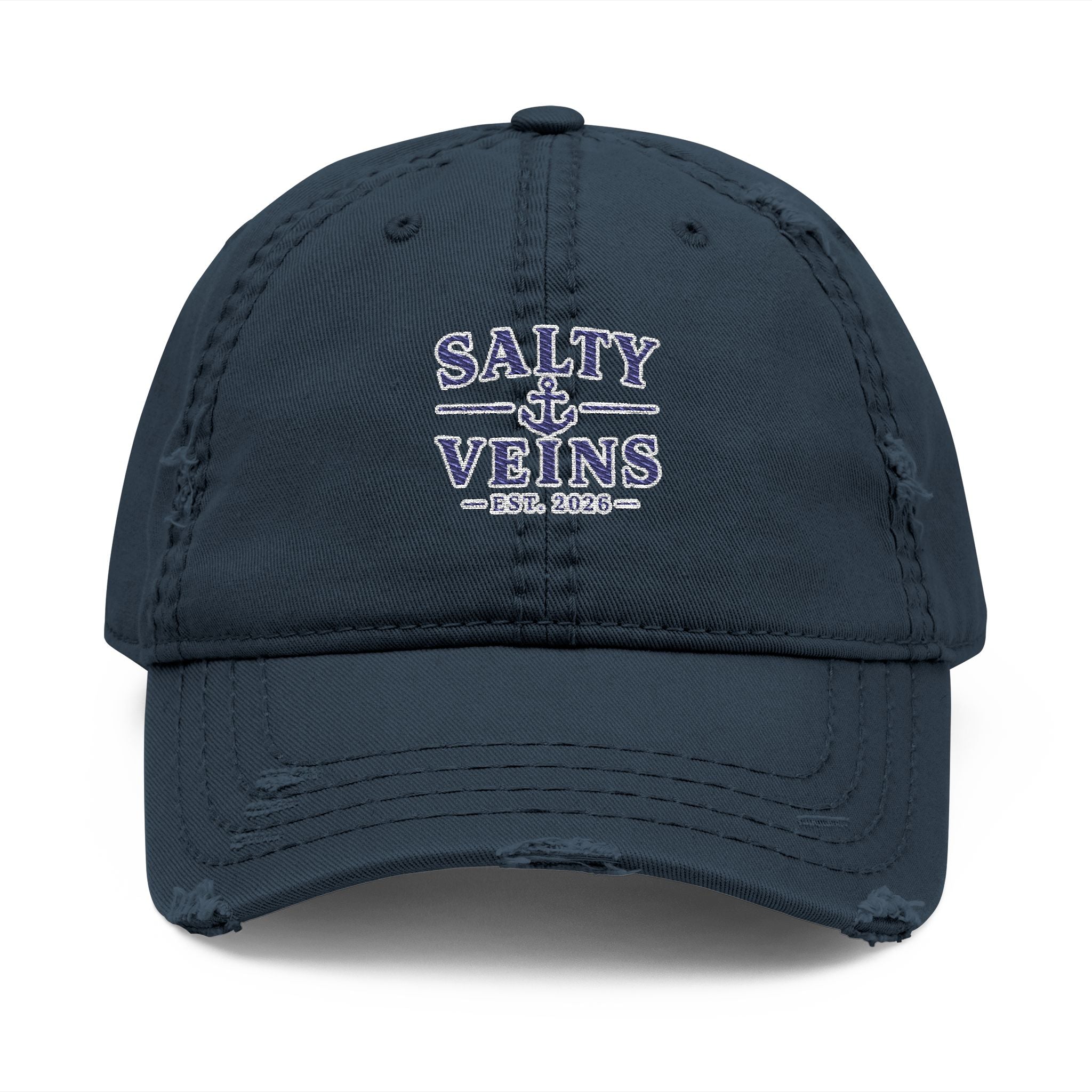 Salty Veins Embroidered Distressed Dad Hat