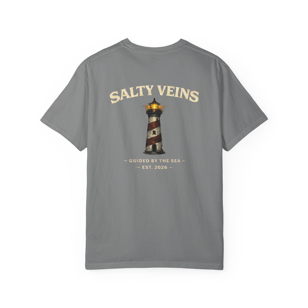 Salty Veins Guided by the Sea Lighthouse Tee
