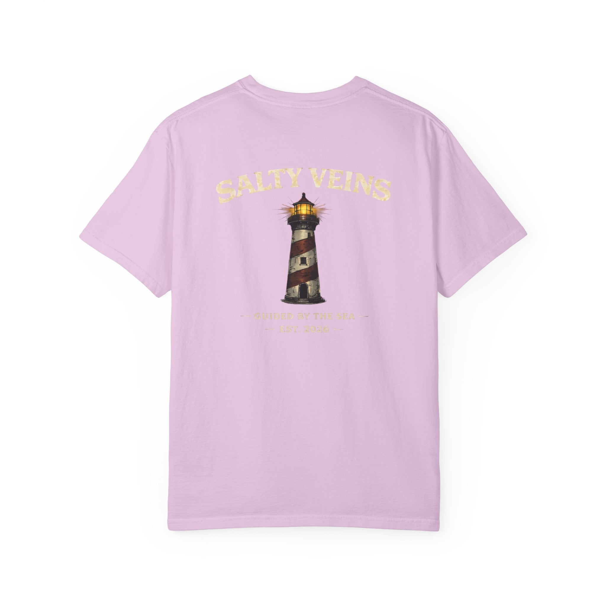 Salty Veins Guided by the Sea Lighthouse Tee