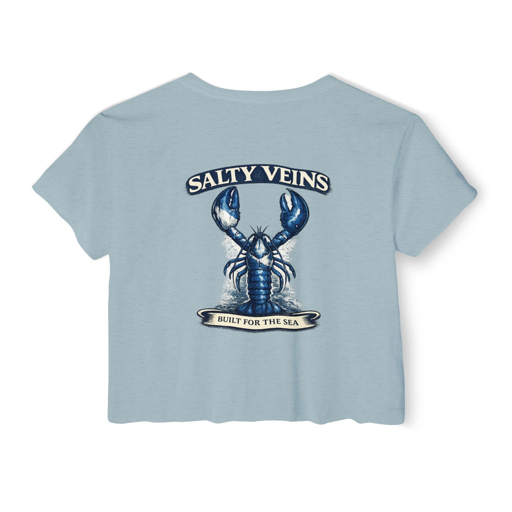 Salty Veins Crop Top — Nautical Lobster Tee