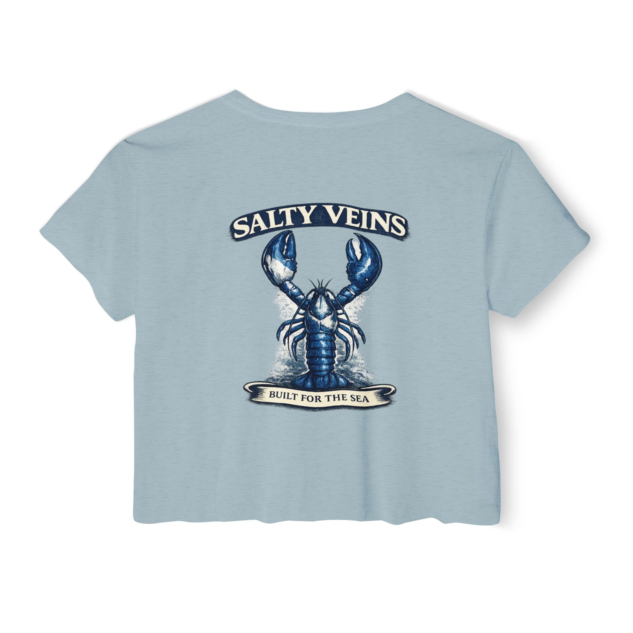 Salty Veins Crop Top — Nautical Lobster Tee
