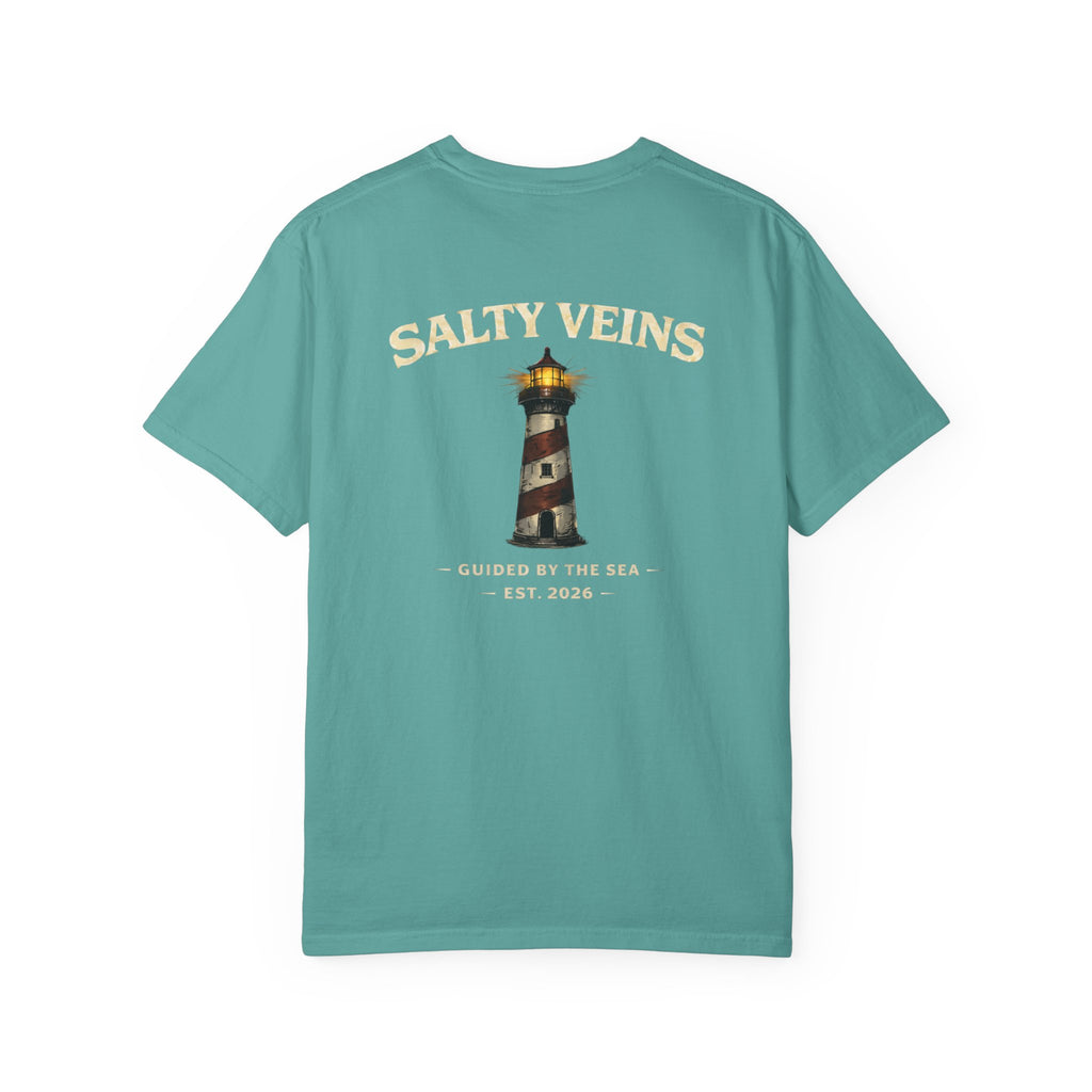 Salty Veins Guided by the Sea Lighthouse Tee