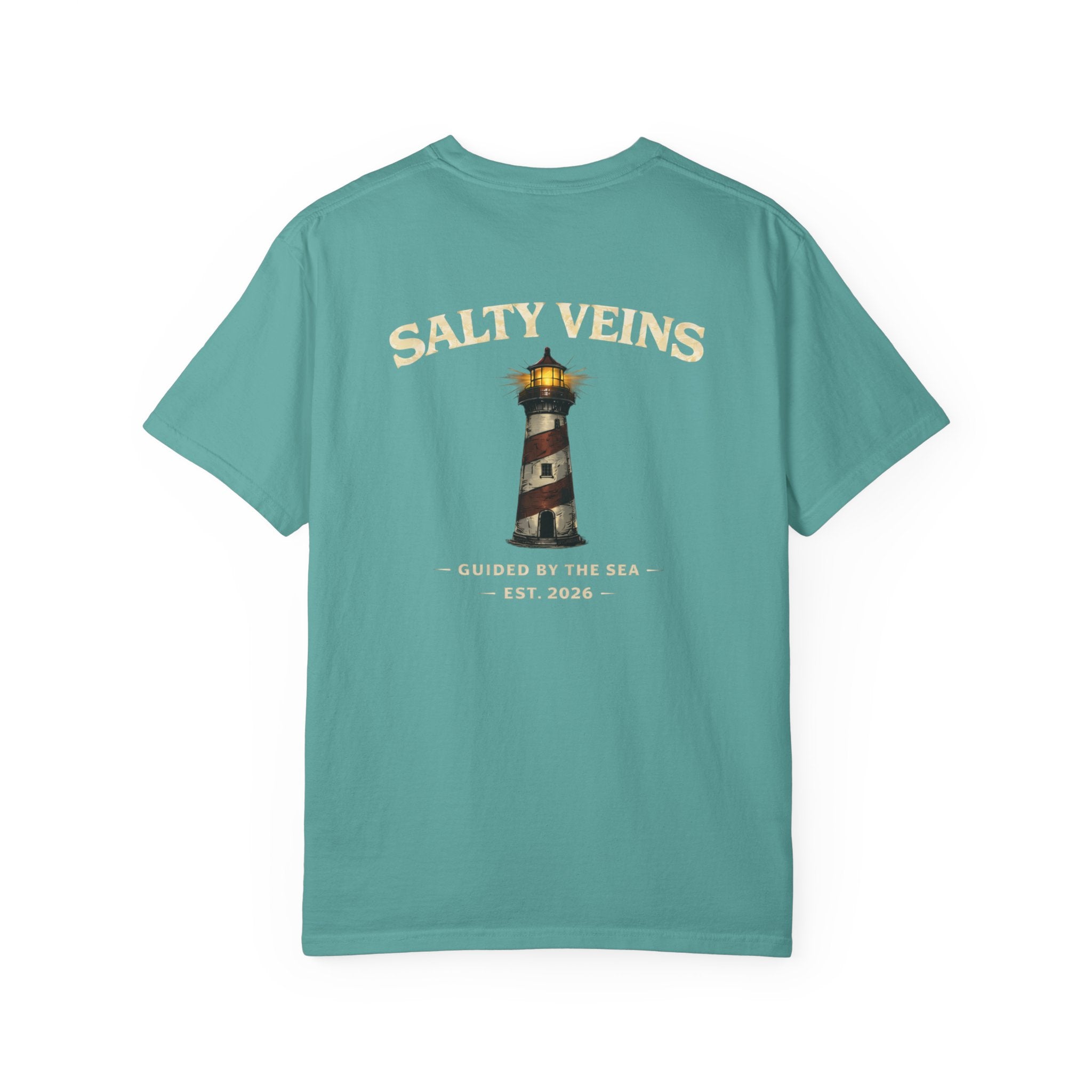 Salty Veins Guided by the Sea Lighthouse Tee