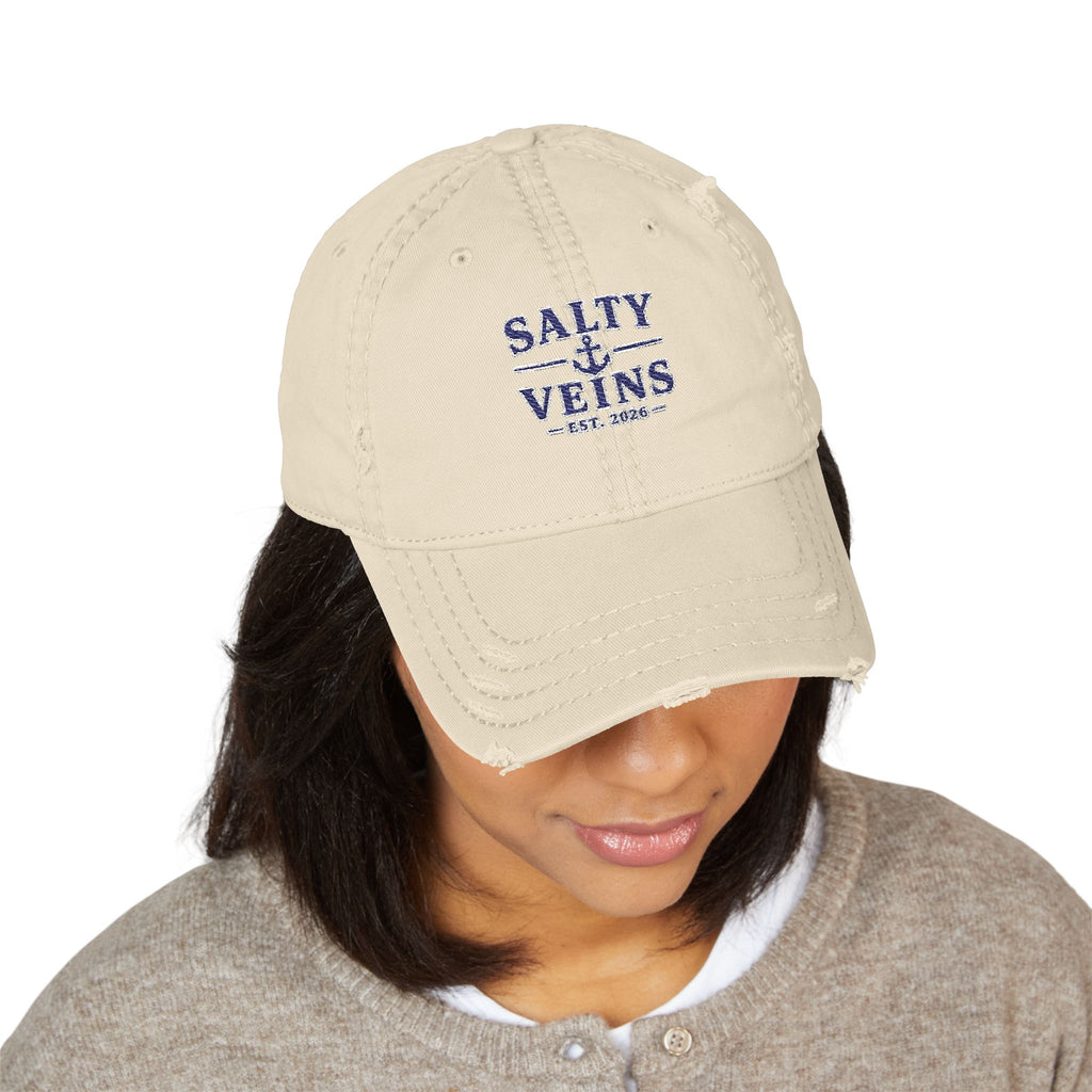 Salty Veins Embroidered Distressed Dad Hat