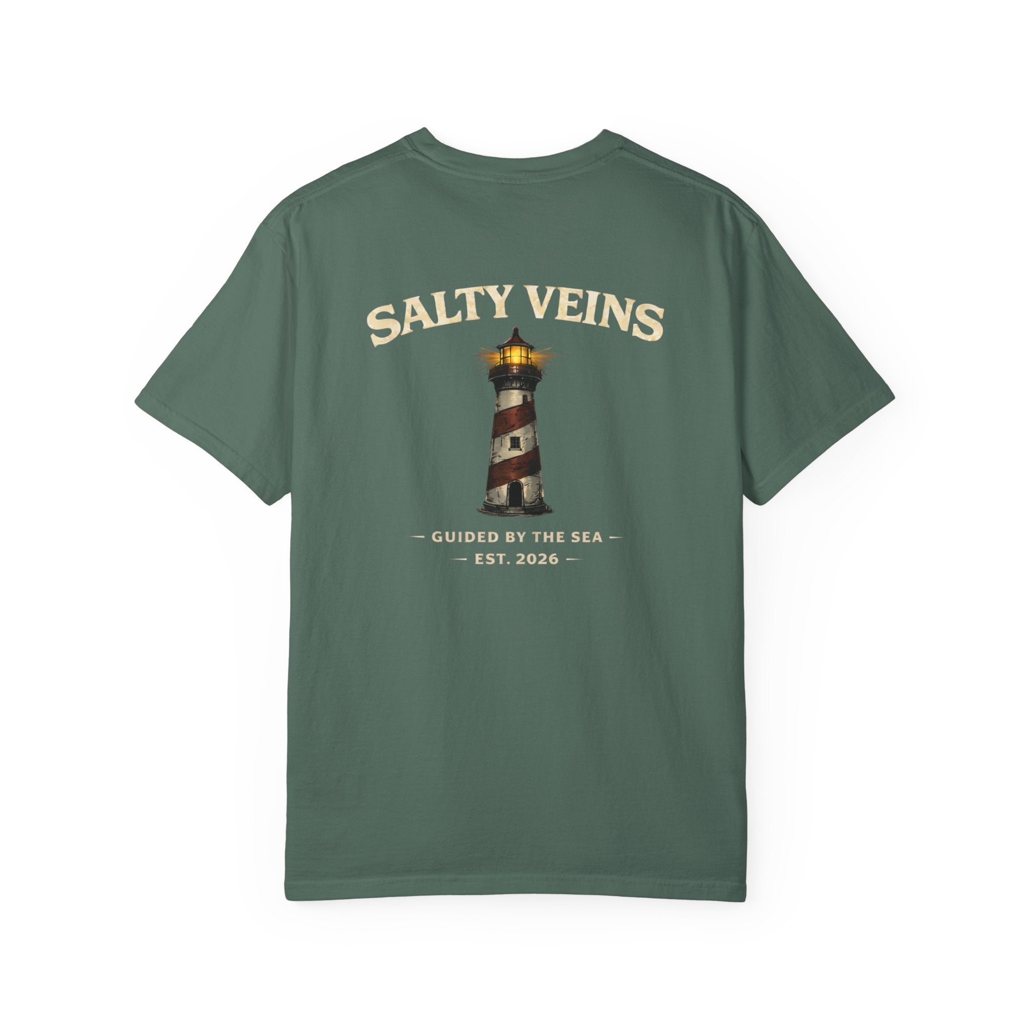 Salty Veins Guided by the Sea Lighthouse Tee
