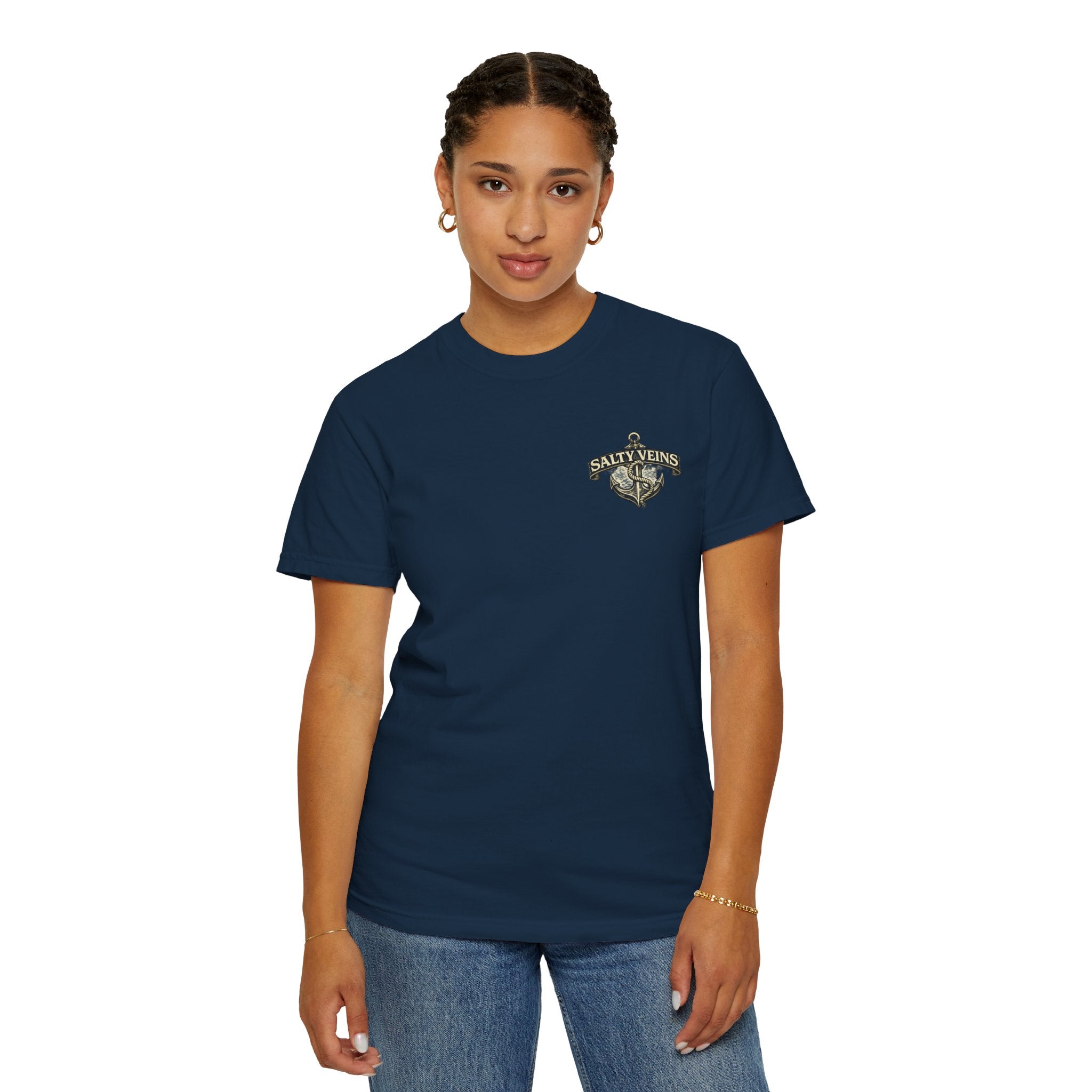 T-shirt Salty Veins Anchor — T-shirt graphique nautique « Legends Never Die »