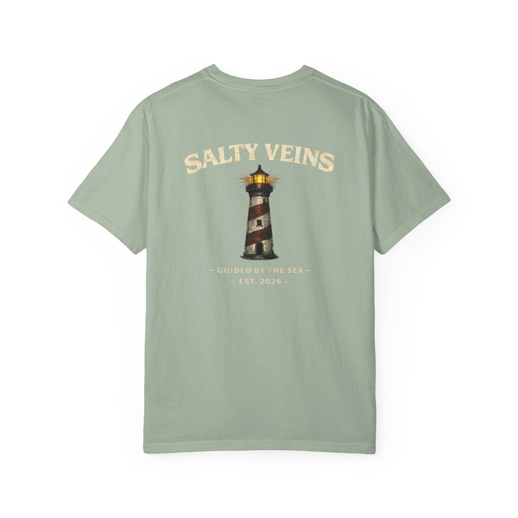 Salty Veins Guided by the Sea Lighthouse Tee