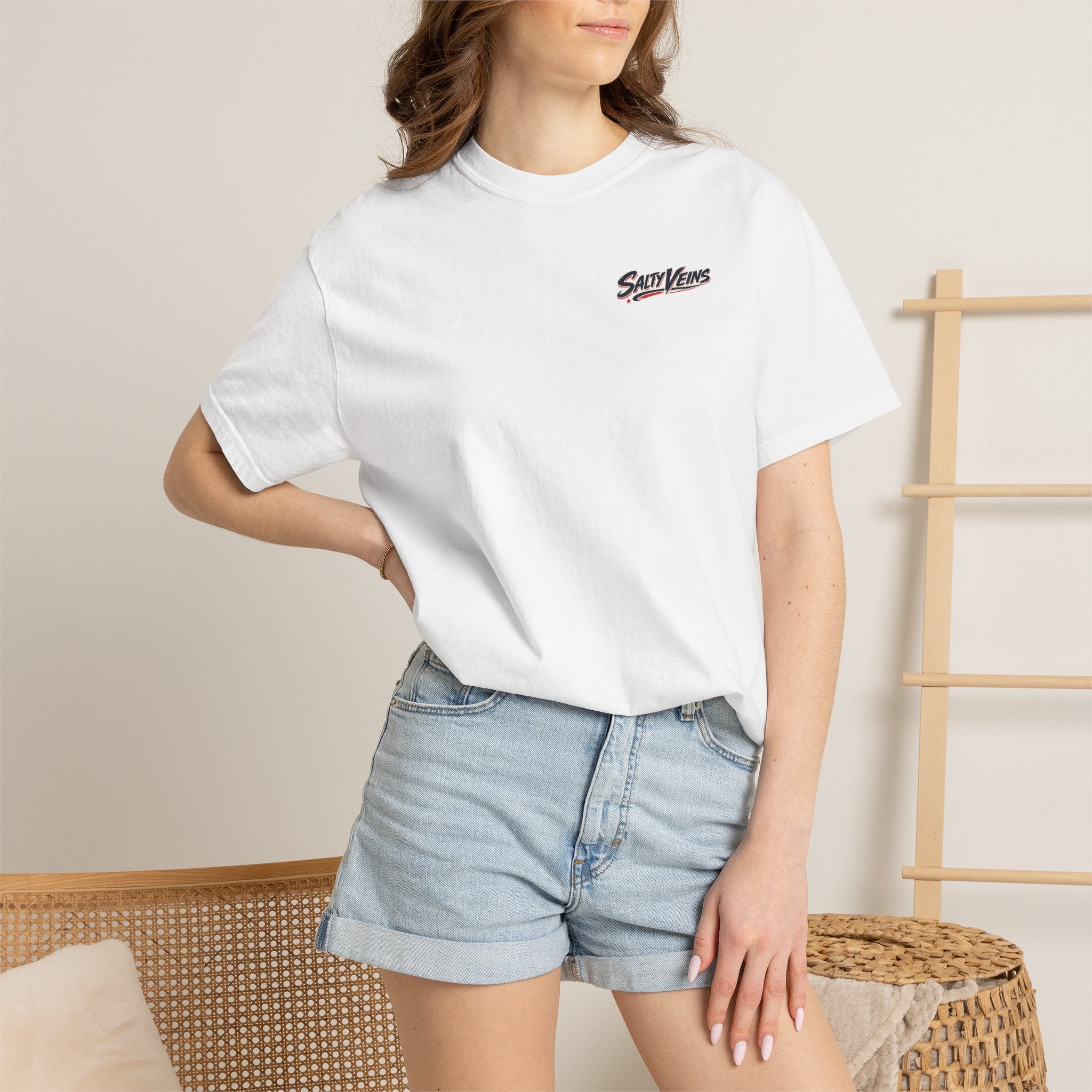 Salty Veins Marlin American Flag Fishing Tee