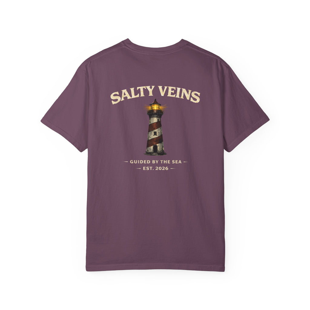 Salty Veins Guided by the Sea Lighthouse Tee
