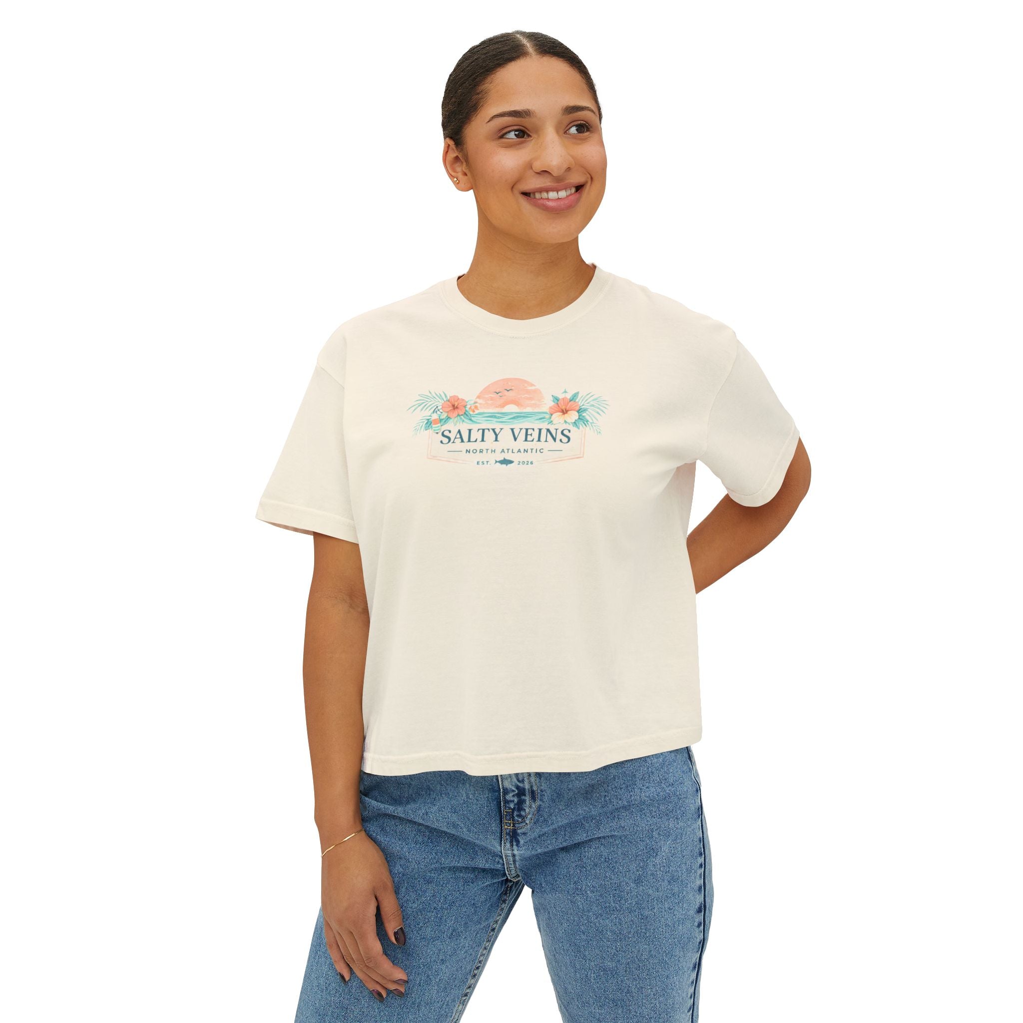 T-shirt ample femme Salty Veins – Coucher de soleil sur la plage