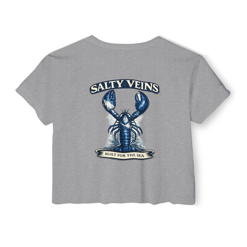 Salty Veins Crop Top — Nautical Lobster Tee