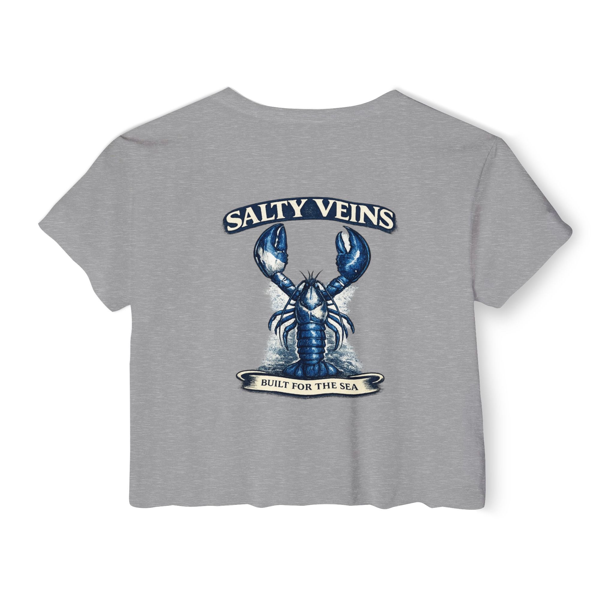 Salty Veins Crop Top — Nautical Lobster Tee