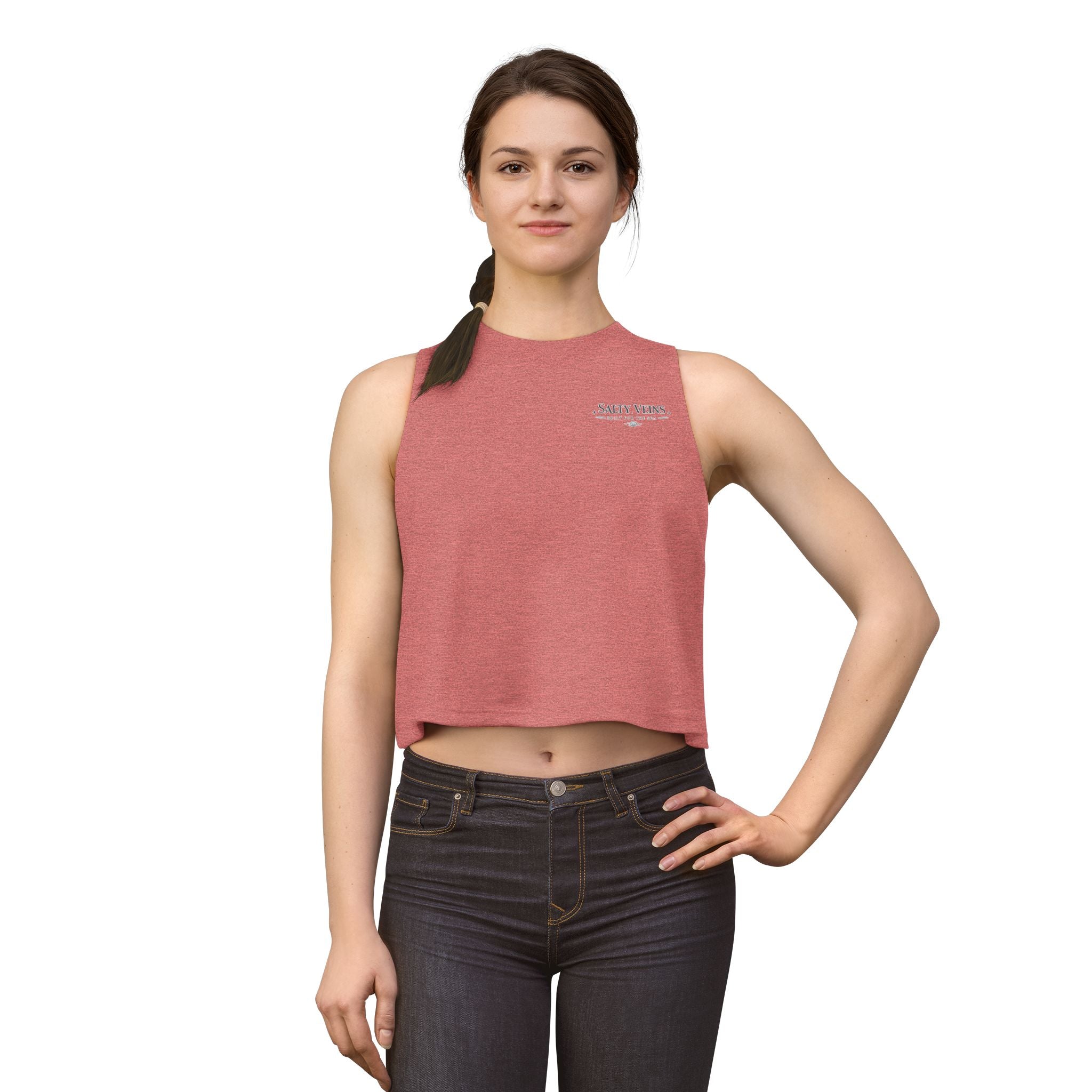 Salty Veins Haut court pour femme — Débardeur blanc sans manches, minimal et estival