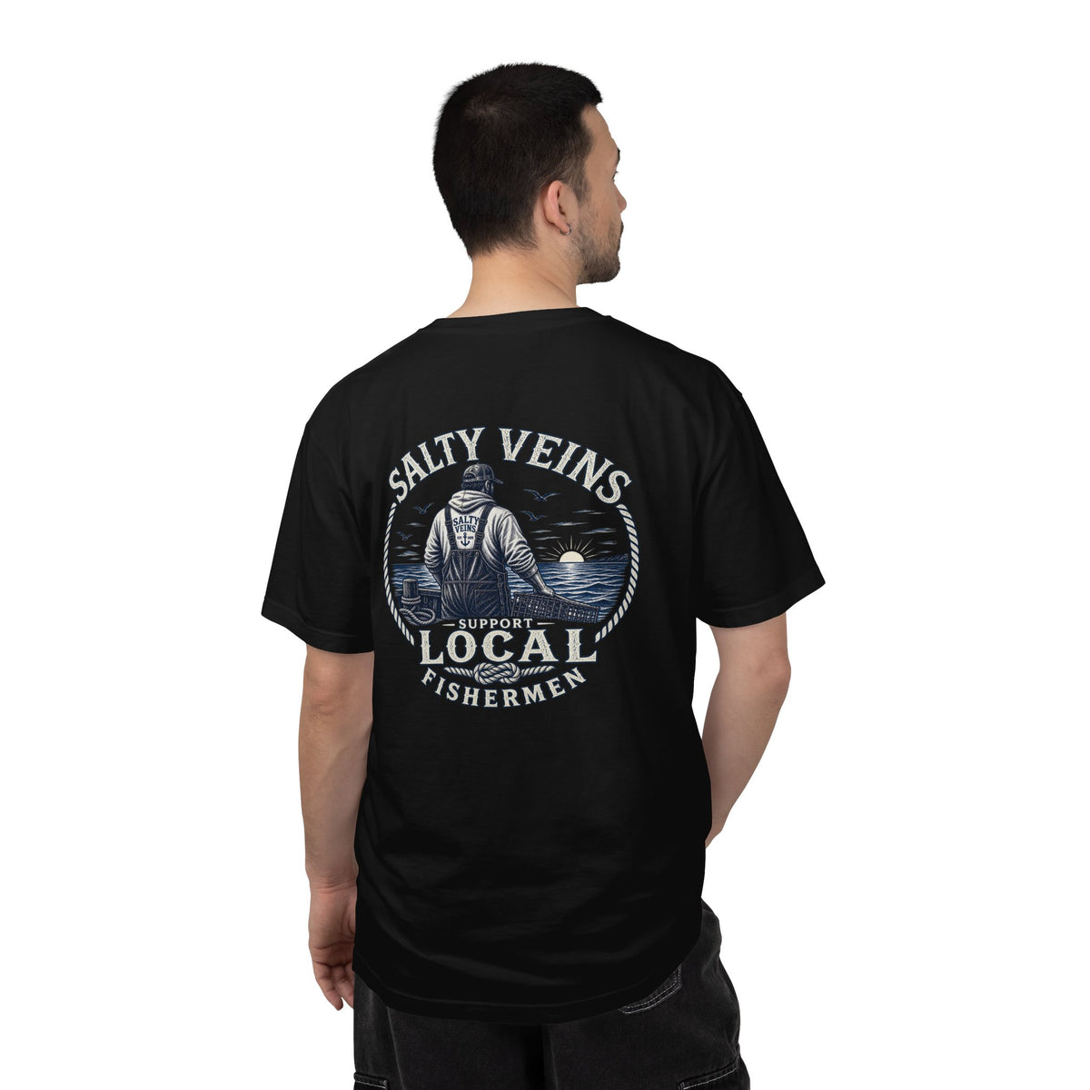 Salty Veins Support Local Fisherman Tee