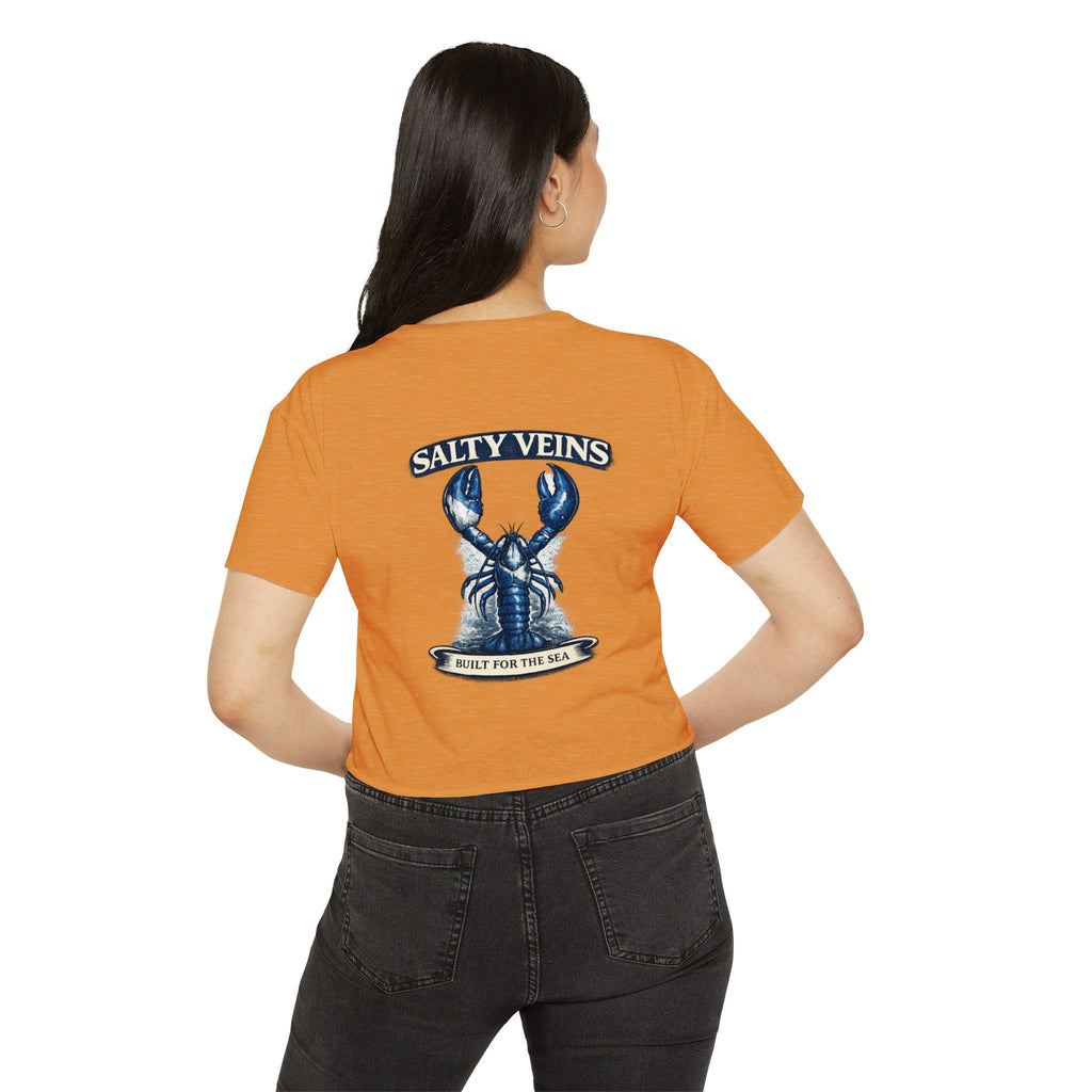 Salty Veins Crop Top — Nautical Lobster Tee