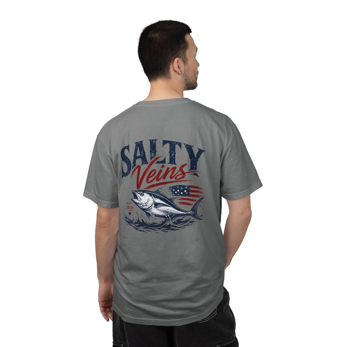 Salty Veins Patriotic Fishing Tee